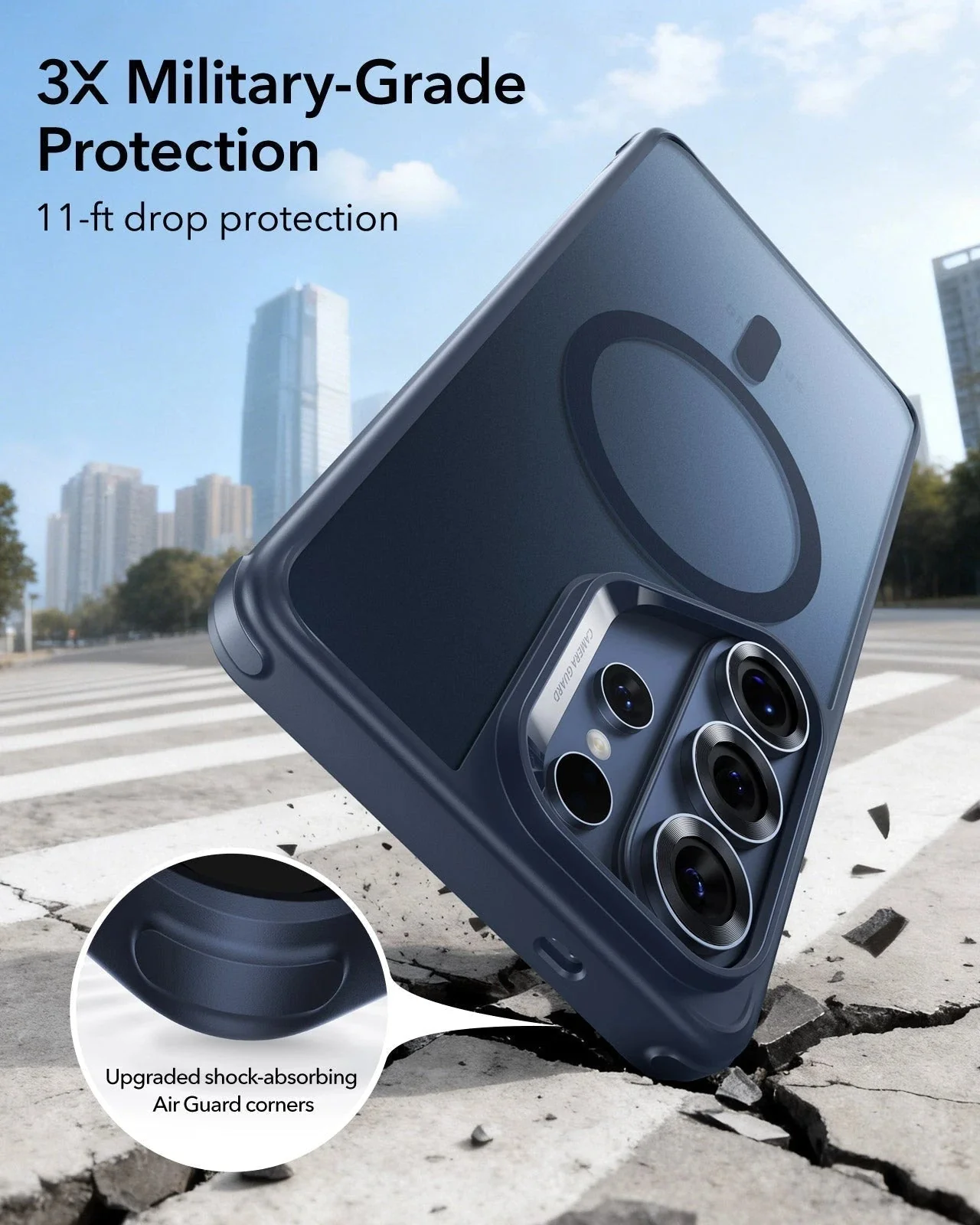 Galaxy S26 Ultra Bundle Classic Hybrid Magnetic Case and Armorite® Screen Protector - Frosted Blue - Image 3