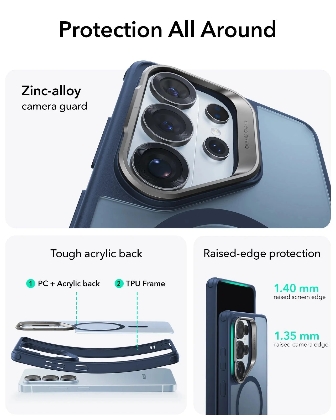 Galaxy S26 Ultra Bundle Classic Hybrid Magnetic Case (Stash Stand) and Armorite® Screen Protector - Frosted Blue - Image 3