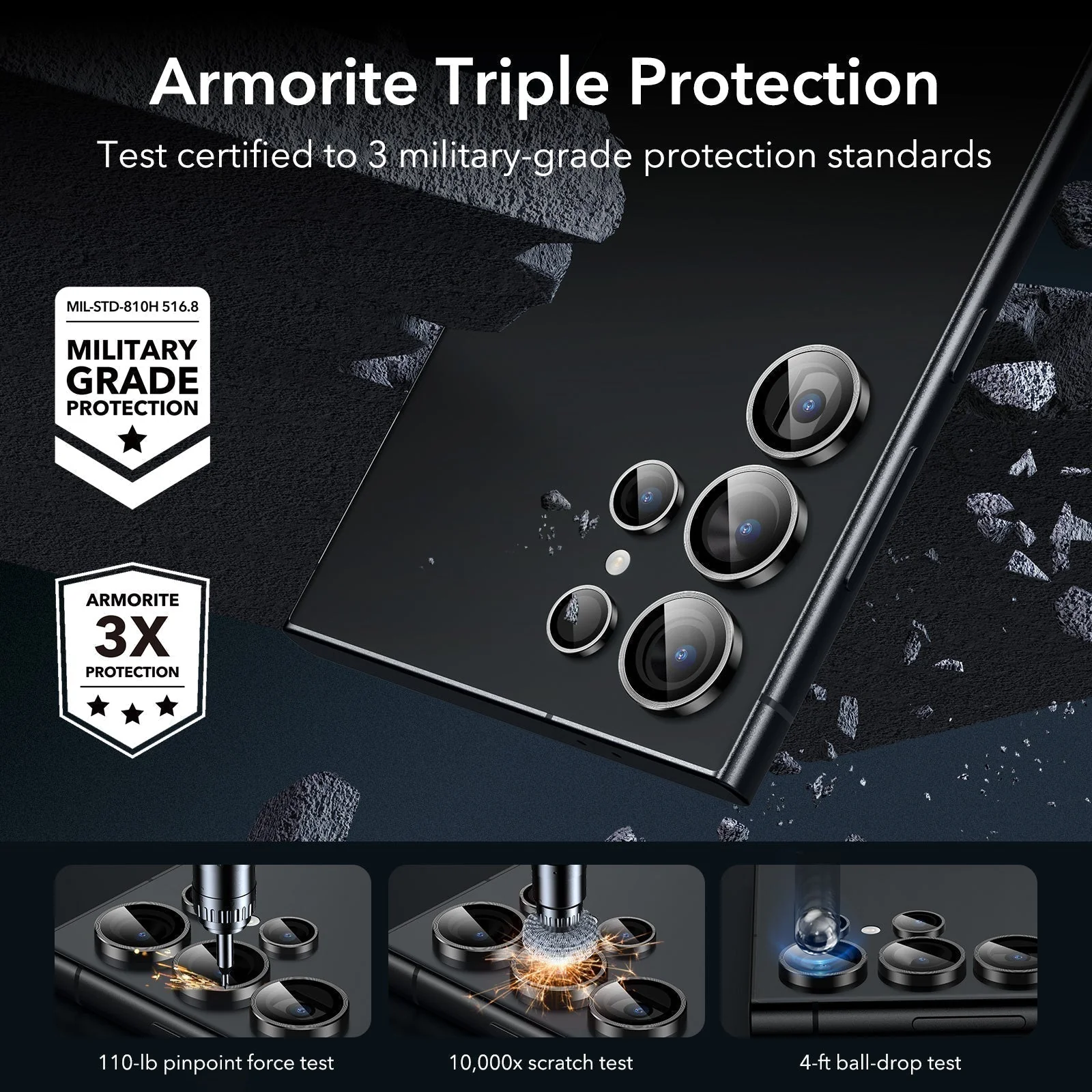 Galaxy S24 Ultra Armorite Camera Lens Protectors Set - Clear - Image 2