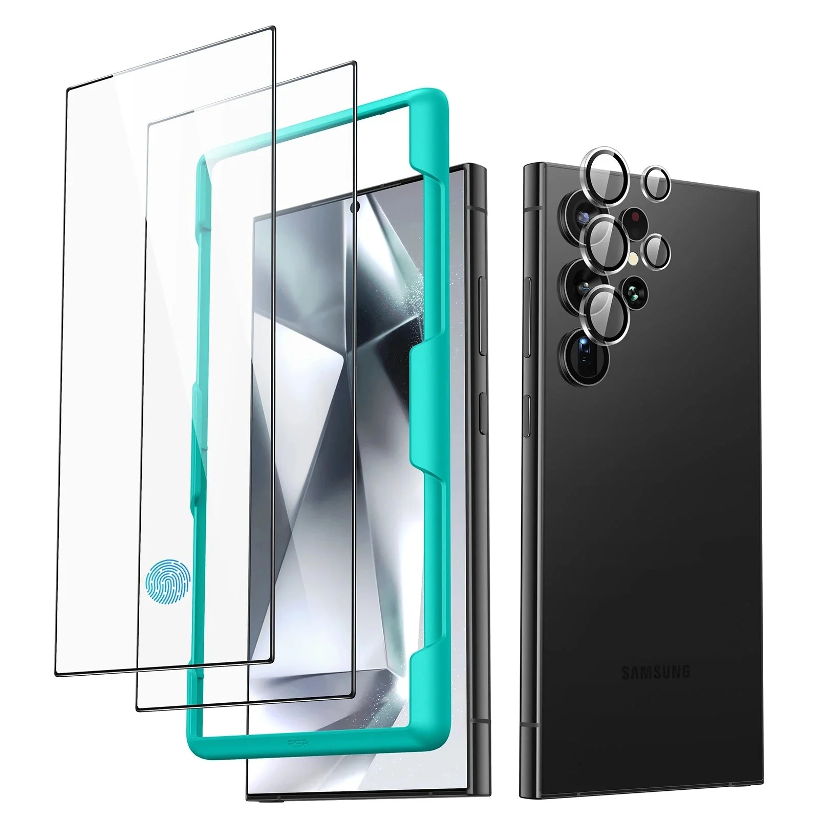 Galaxy S24 Ultra Tempered-Glass Screen and Camera Lens Protectors Set - 2 Screen Protectors + 1 Set of Lens Protectors
