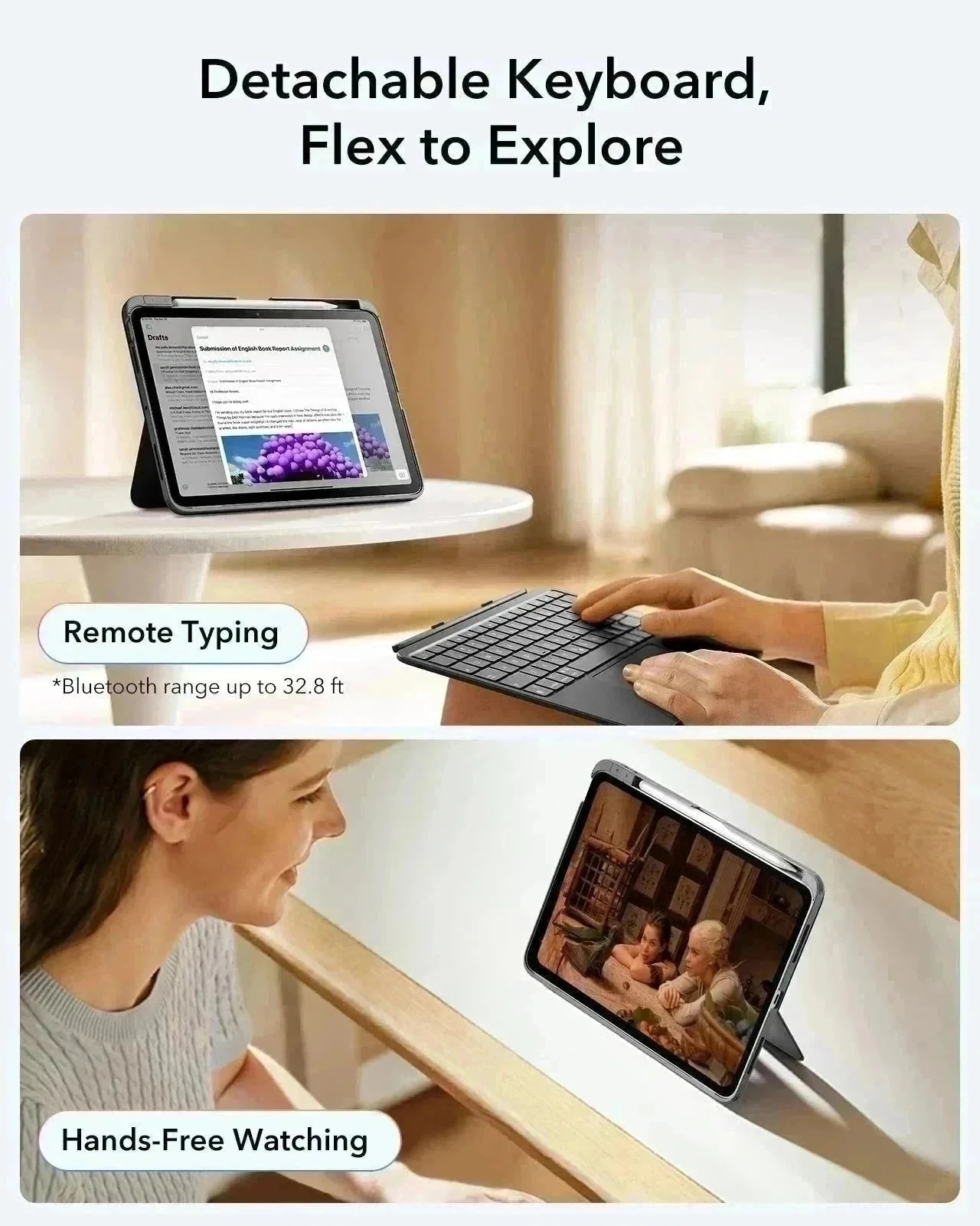 iPad Air 11" (2024) Flex Keyboard Case (Detachable) Protection Bundle- UK Layout-Dark Gray - Image 5