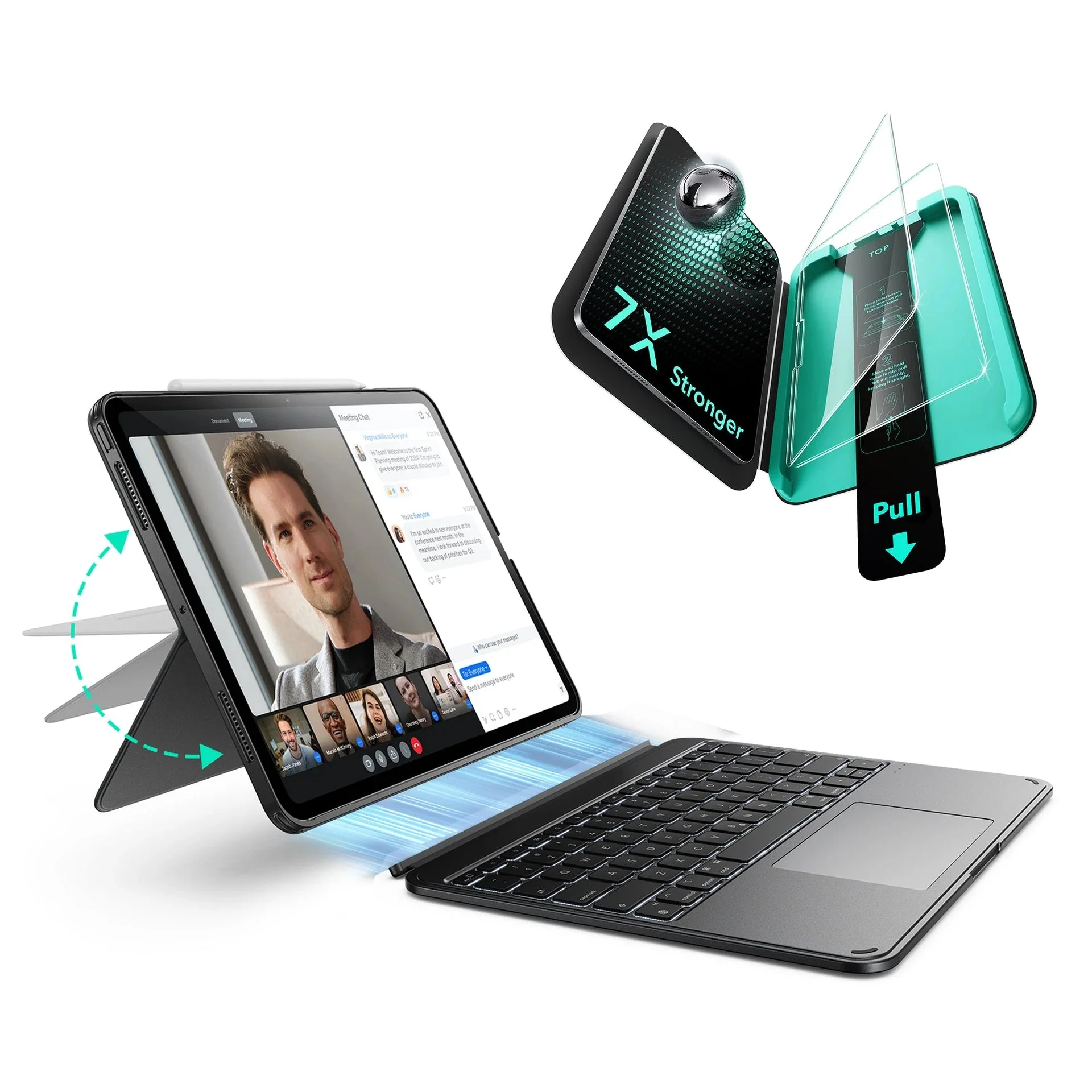 iPad Pro 13" (2025) Bundle Shift Keyboard Case and Armorite Screen Protector - UK Layout - Dark Gray