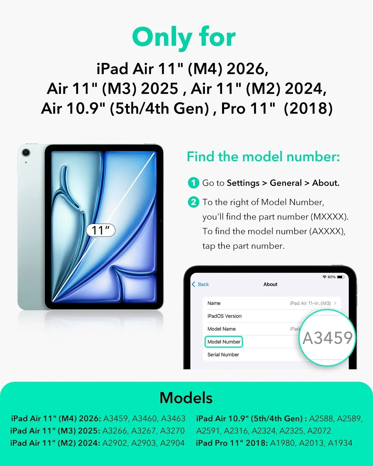 iPad Air 11" (M4) 2026 Rebound Magnetic Case - Green - Image 2