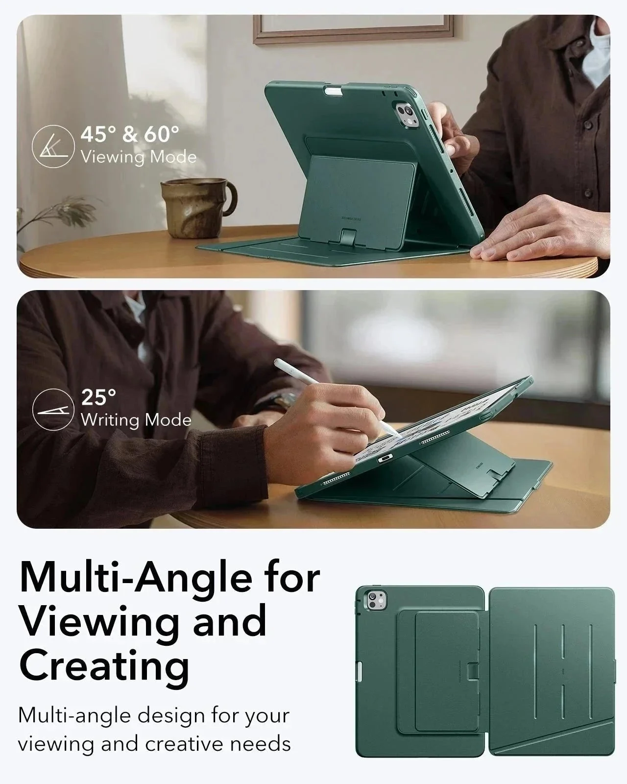 iPad Pro 13" (2024) Flip Magnetic Case with Pencil Holder - Green - Image 8