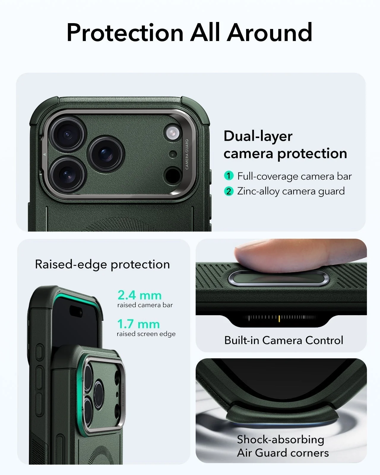 iPhone 17 Pro Max Cyber Tough Magnetic Case (Camera Control, Stash Stand) - Olive Green - Image 3