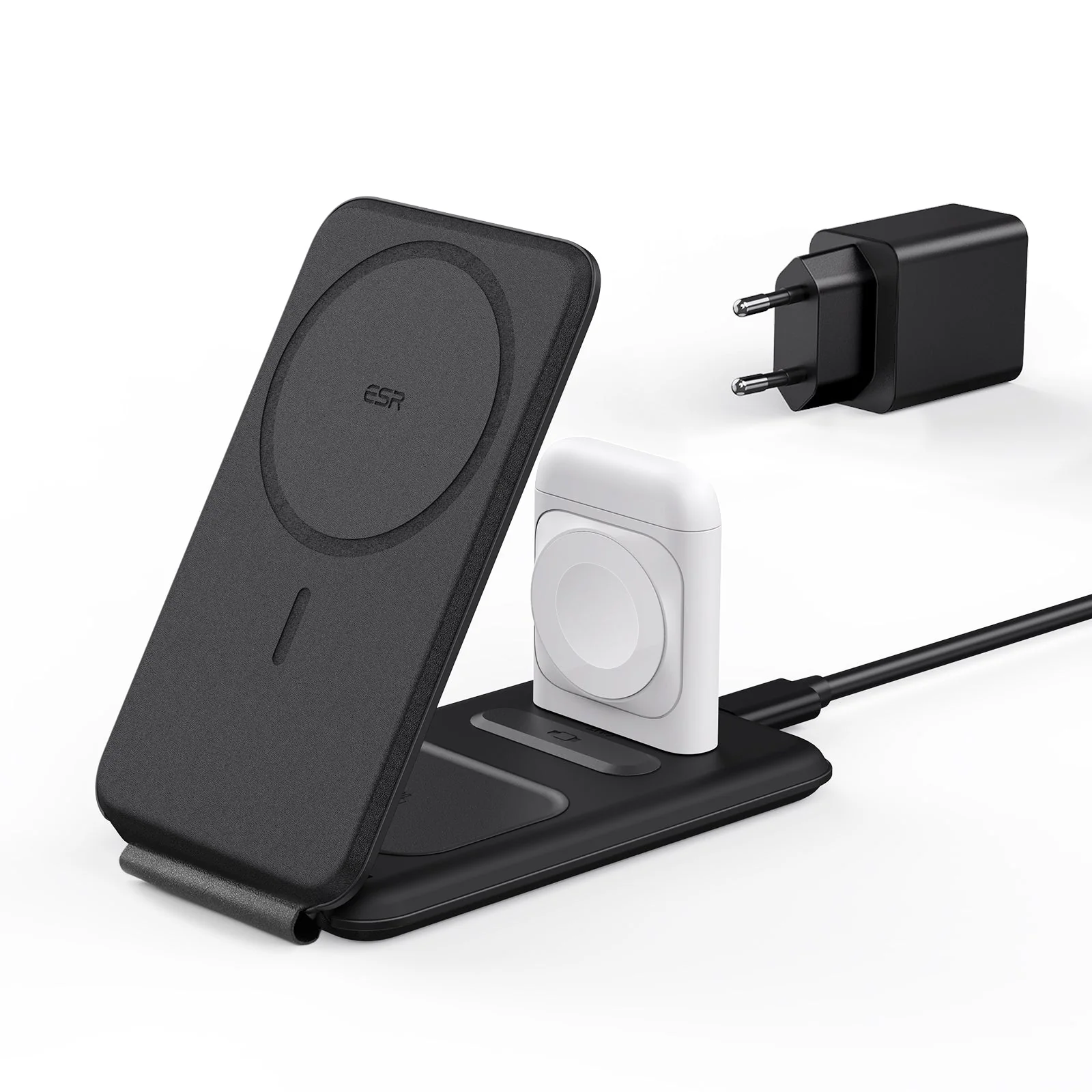 HaloLock™ 3-in-1 Travel Wireless Charging Set - Black - JP Plug - Image 10