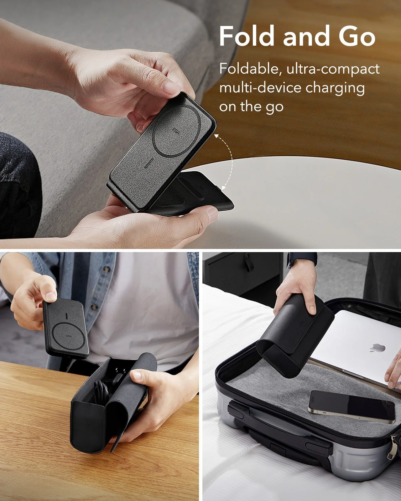 HaloLock™ 3-in-1 Travel Wireless Charging Set - Black - JP Plug - Image 4