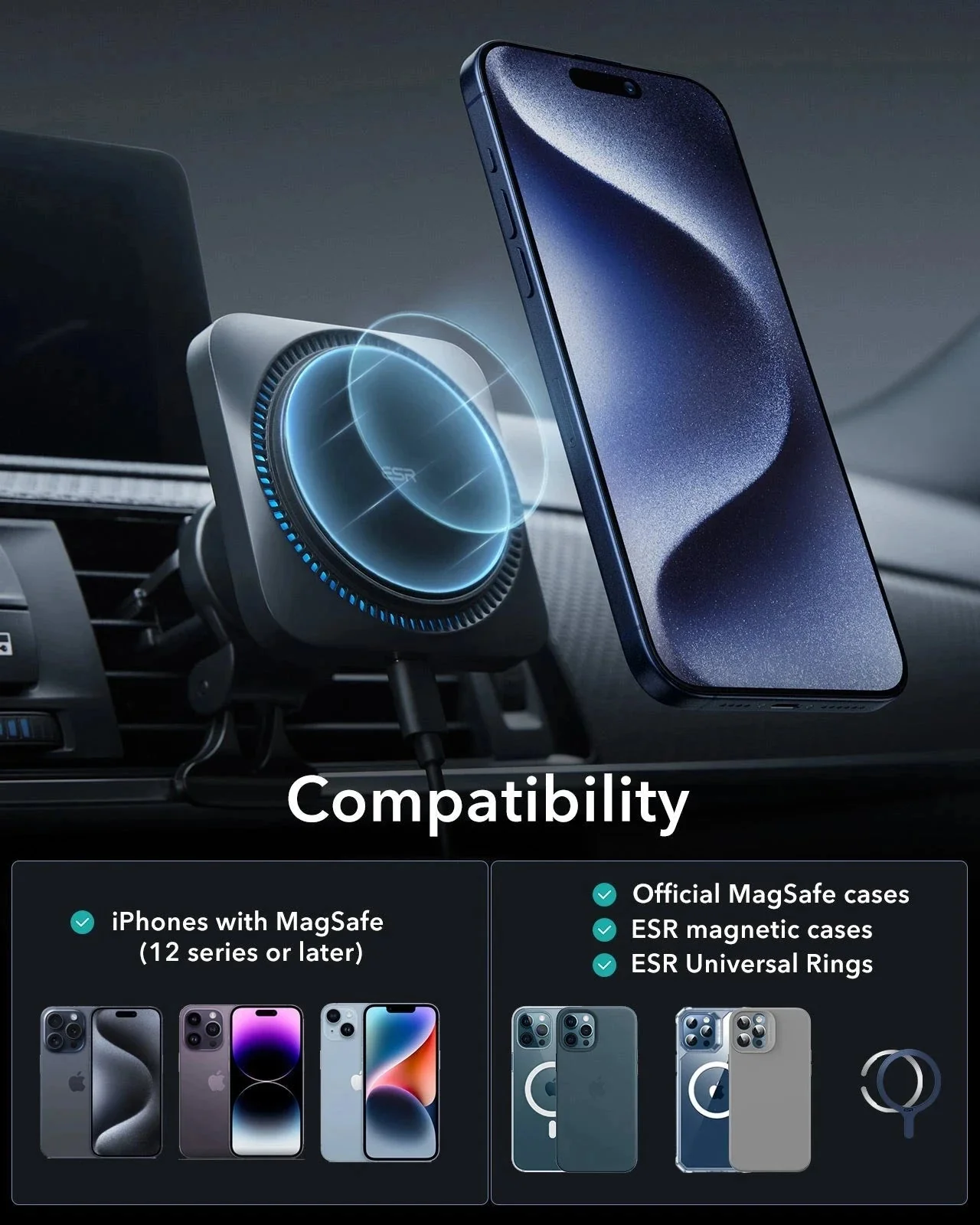 Wireless Car Charger with CryoBoost™ (HaloLock) - Wireless Charger - Image 5