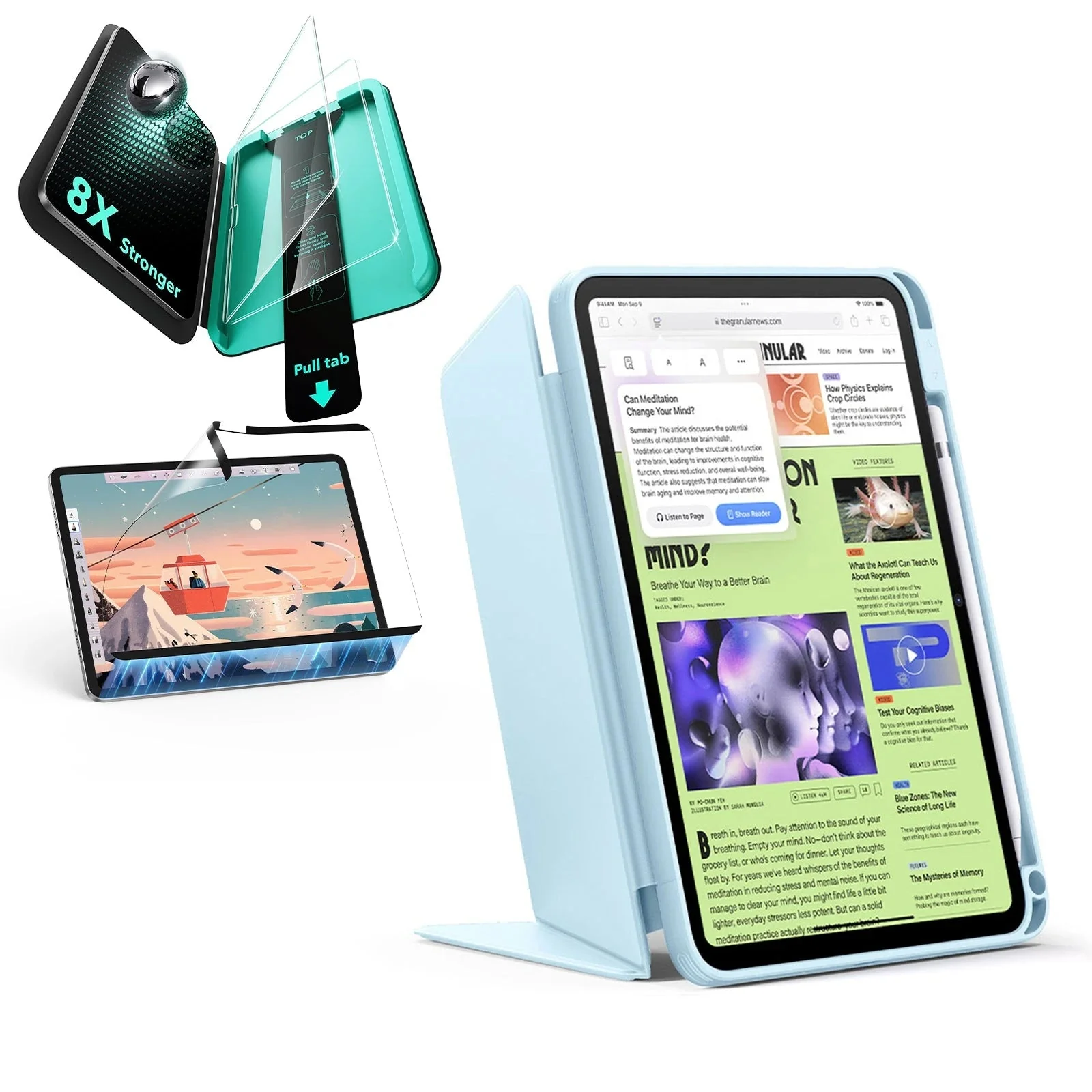 iPad 11" (A16, 2025) Flip Transformation Bundle - Sky Blue