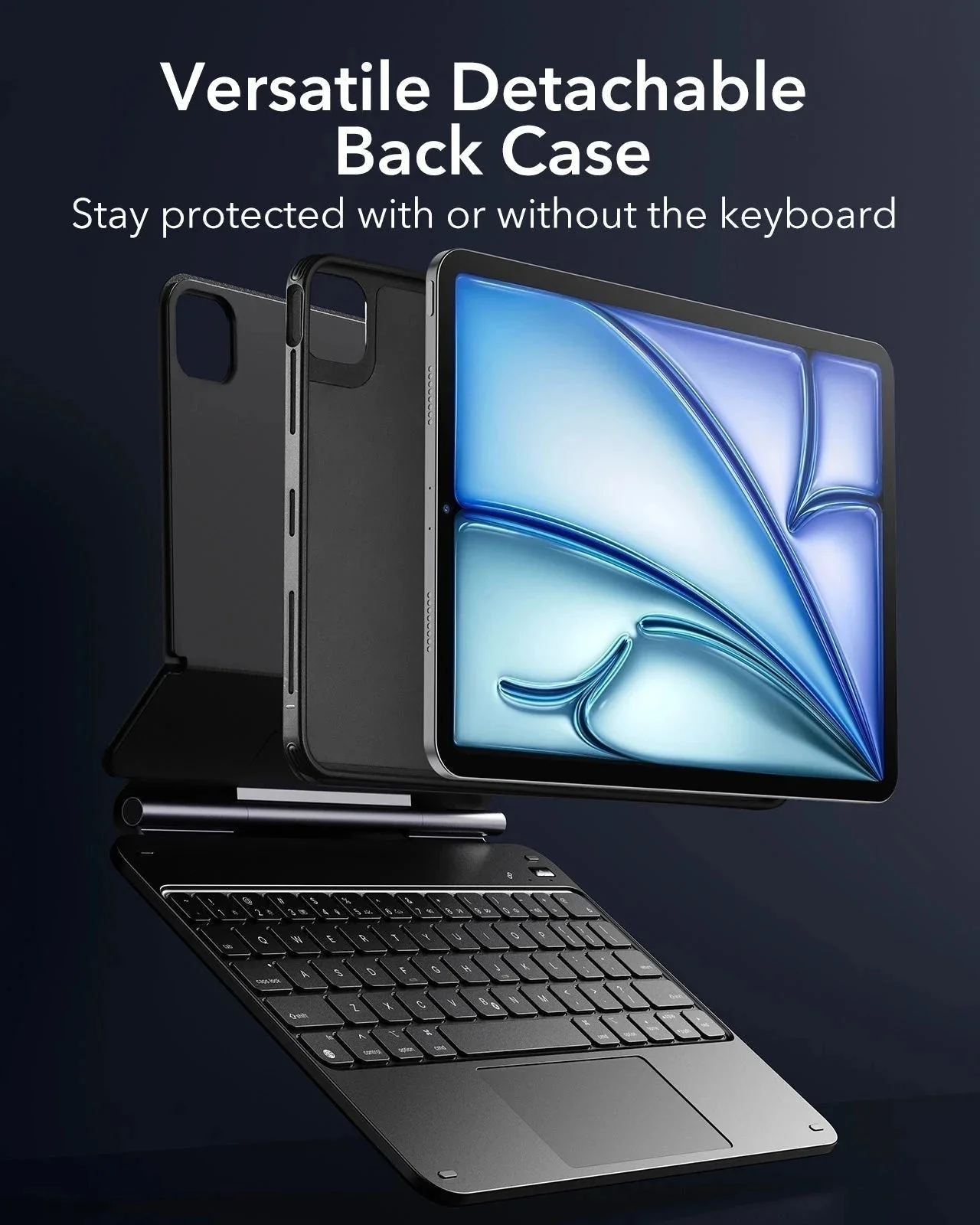 iPad Air 11” (2025) Rebound Magnetic Keyboard Case 360 Pencil Bundle-UK Layout-Black - Image 4