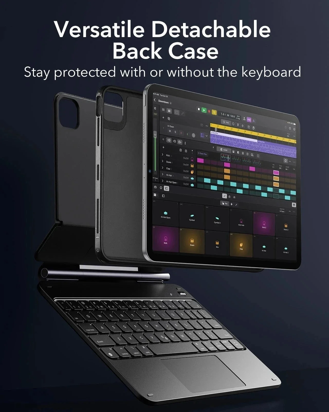 iPad Air 11” (2025) Rebound Magnetic Keyboard Case 360 - UK Layout-Black - Image 4
