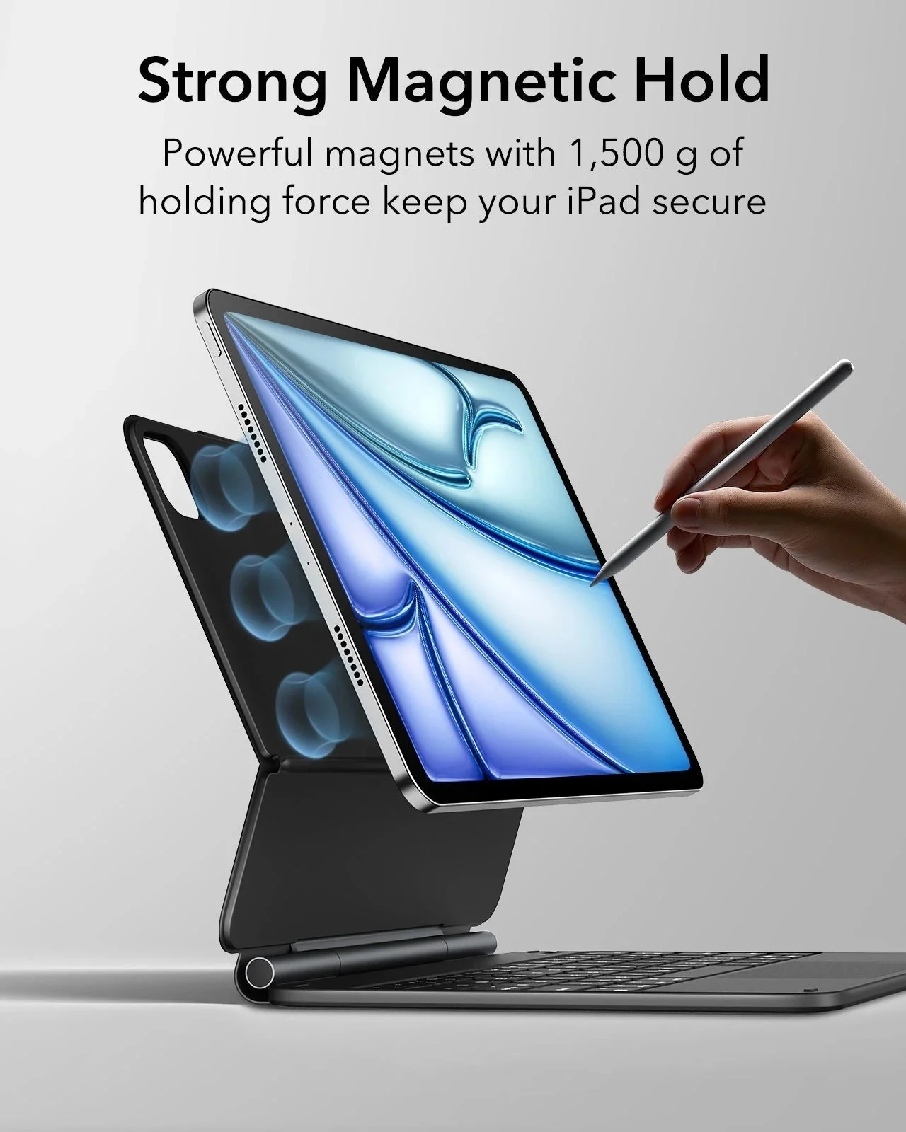 iPad Air 11” (2025) Rebound Magnetic Keyboard Case - UK Layout-Black - Image 8
