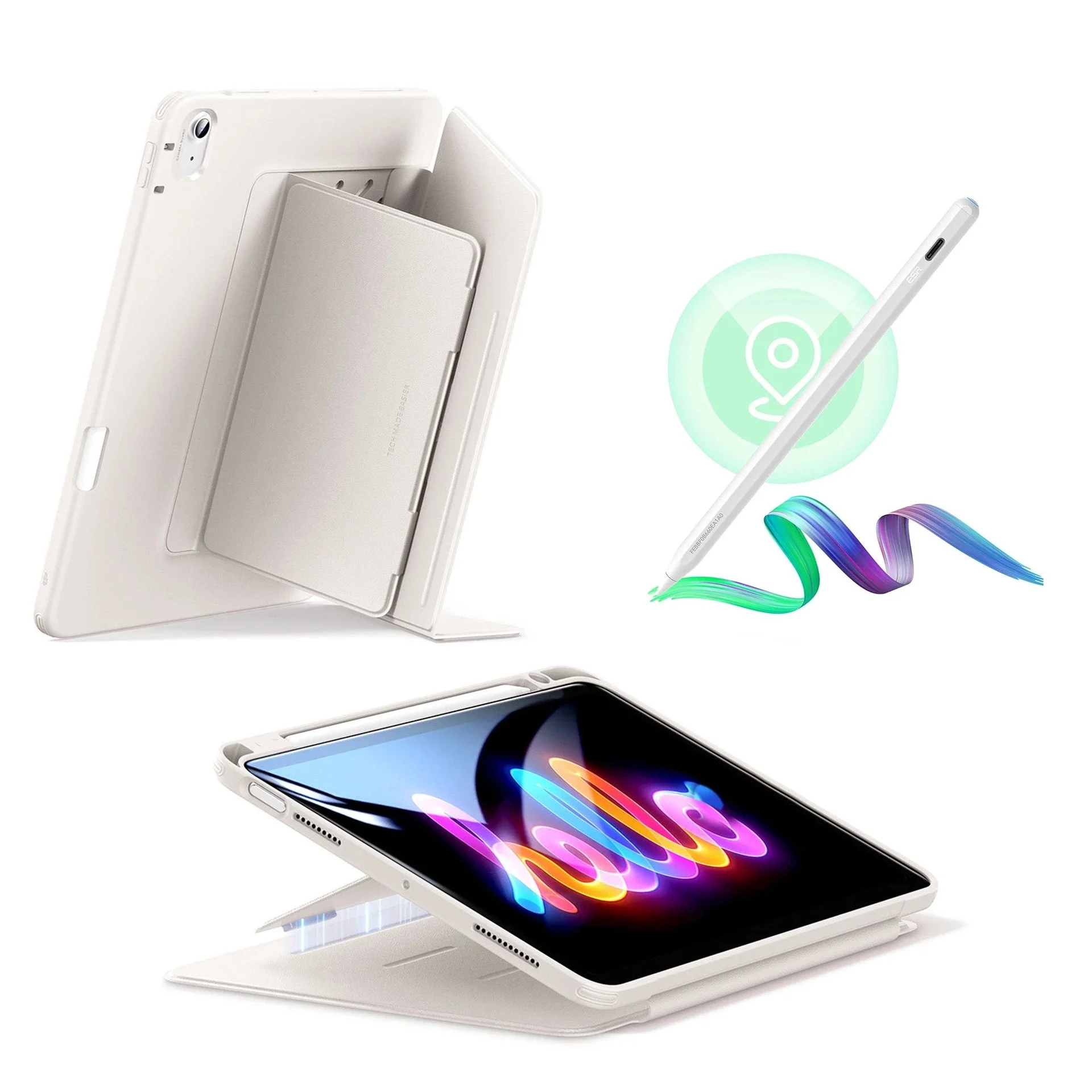 iPad Air 11" (M3) 2025 Bundle Flip Magnetic Case with Geo Digital Pencil - Starlight