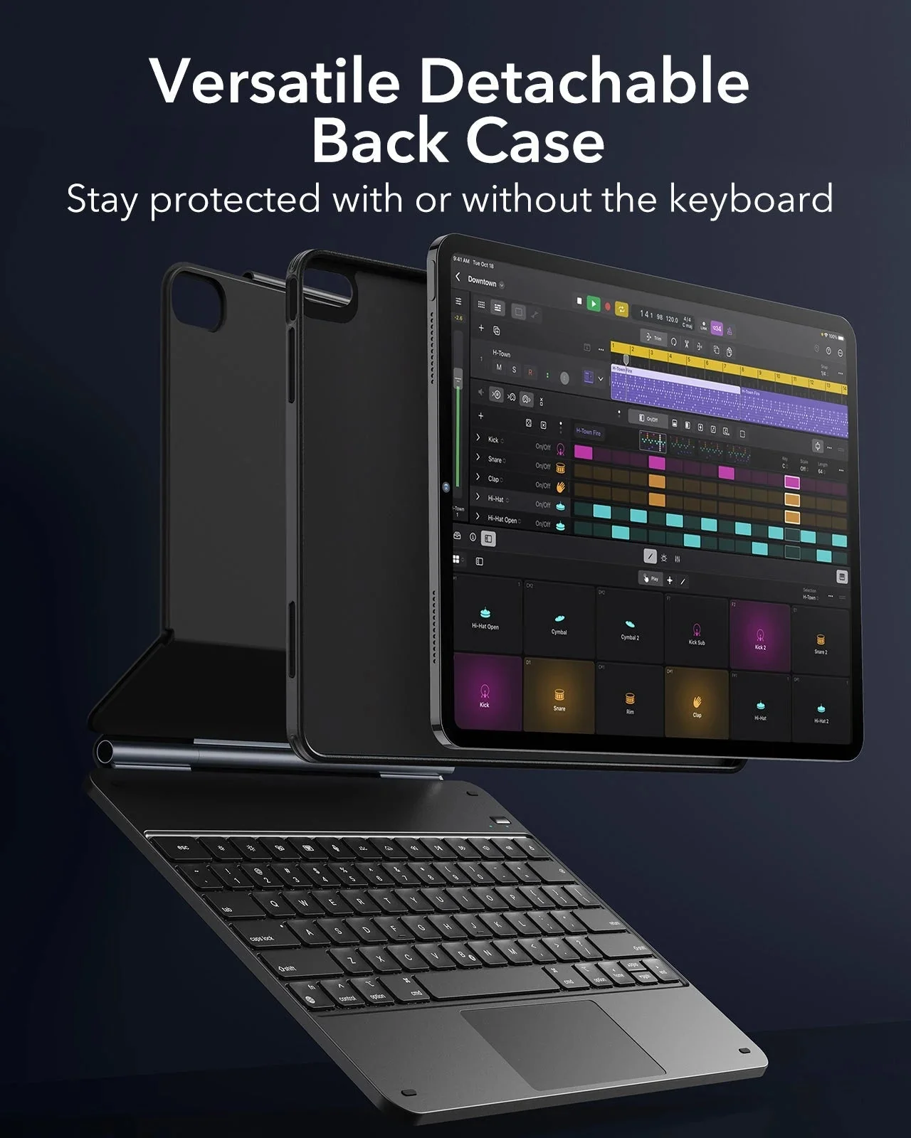 iPad Air 13” (2024) Rebound Magnetic Keyboard Case 360 - UK Layout-Black - Image 4