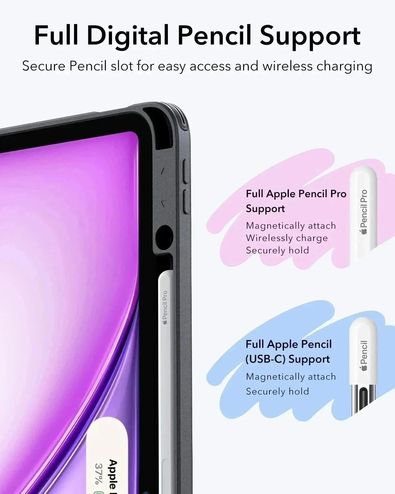 iPad Air 13" (2025) Flip Magnetic Case with Pencil Holder - Light Purple - Image 9