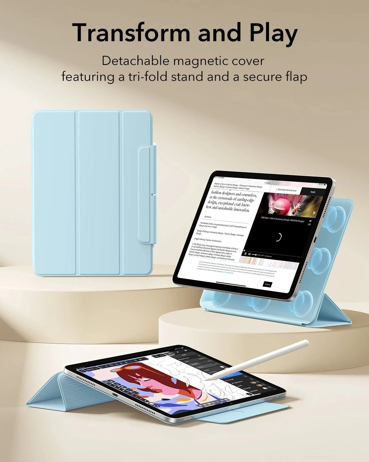 iPad Air 13" (2025) Rebound Magnetic Case - Light Blue - Image 3