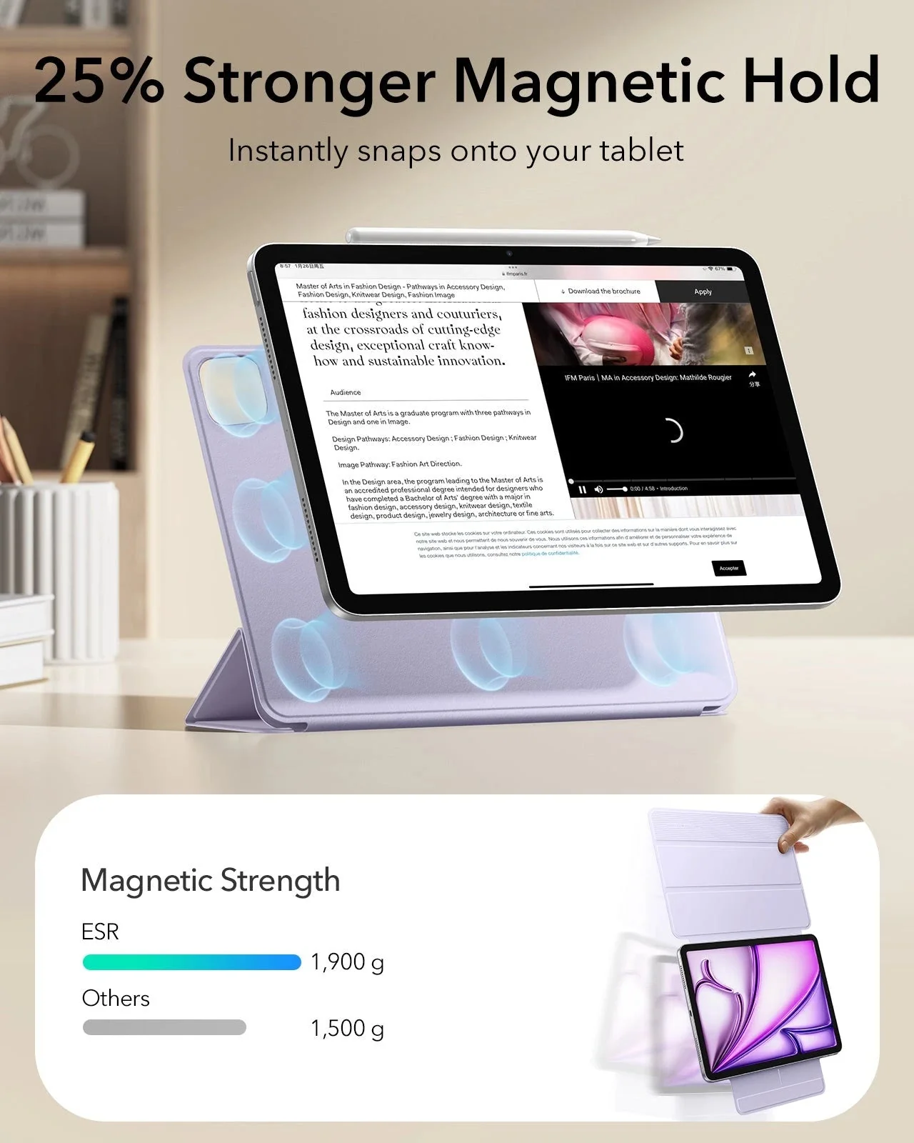 iPad Air 13" (2025) Rebound Magnetic Case - Light Purple - Image 3
