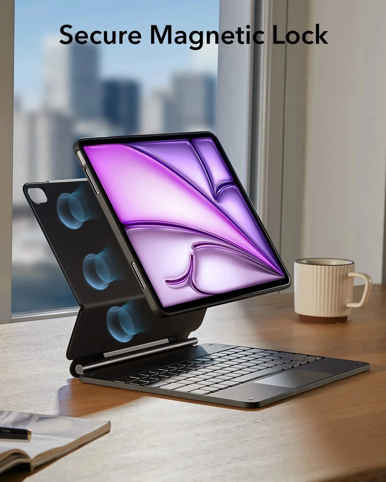 iPad Air 13” (2025) Rebound Magnetic Keyboard Case 360 Protection Bundle - UK Layout-Black - Image 10