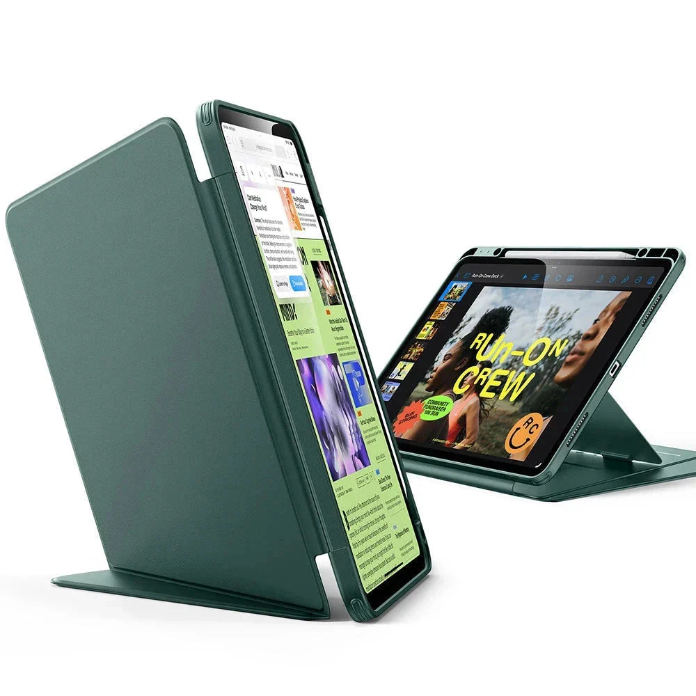 iPad Air 13" (M2) 2024 Bundle Flip Magnetic Case with Geo Digital Pencil - Green - Image 3