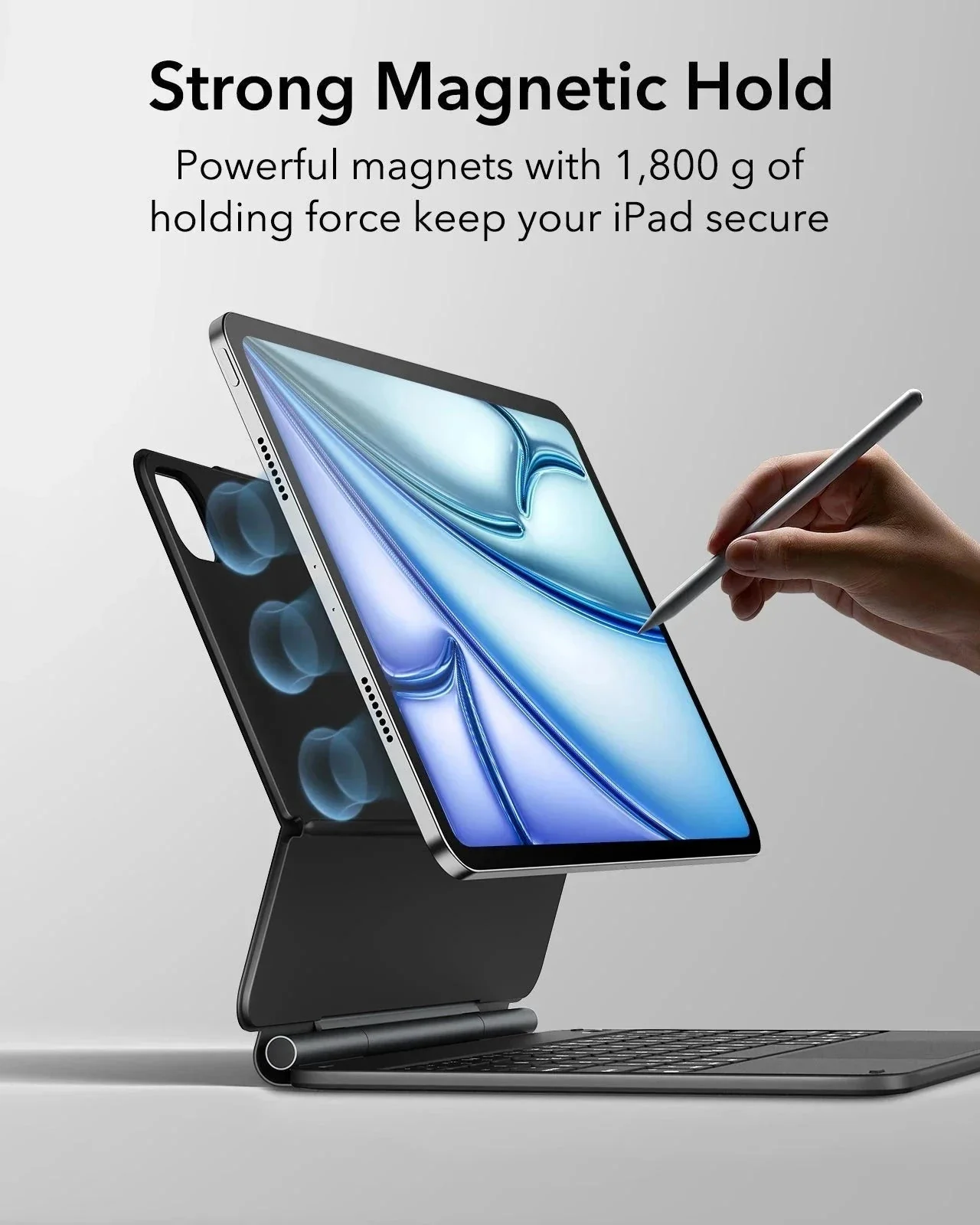 iPad Air 13" (2024) Rebound Magnetic Keyboard Case - UK Layout-Black - Image 6
