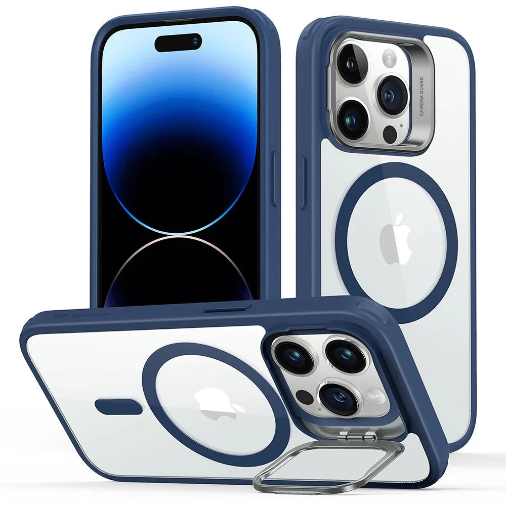 iPhone 14 Pro Classic Hybrid Case with Stash Stand (HaloLock) - Clear Blue