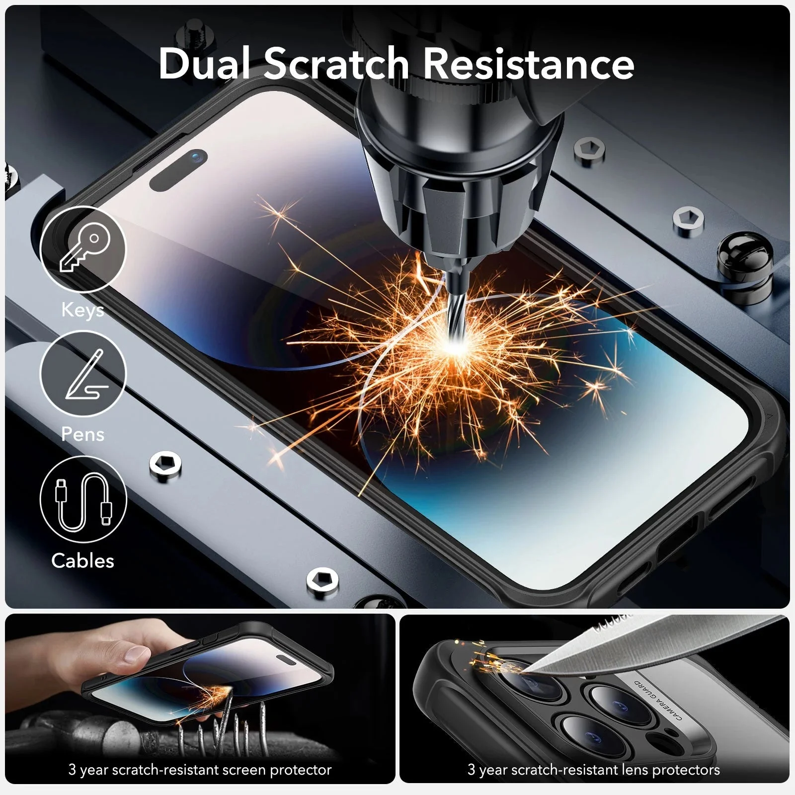 iPhone 14 Pro Max Armor Tough Case (HaloLock) - Clear Black - Image 7