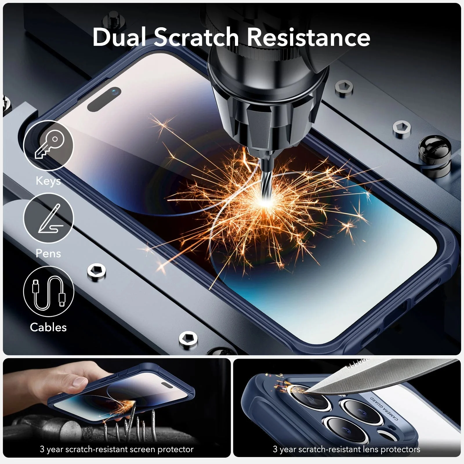 iPhone 14 Pro Max Armor Tough Case (HaloLock) - Clear Blue - Image 7