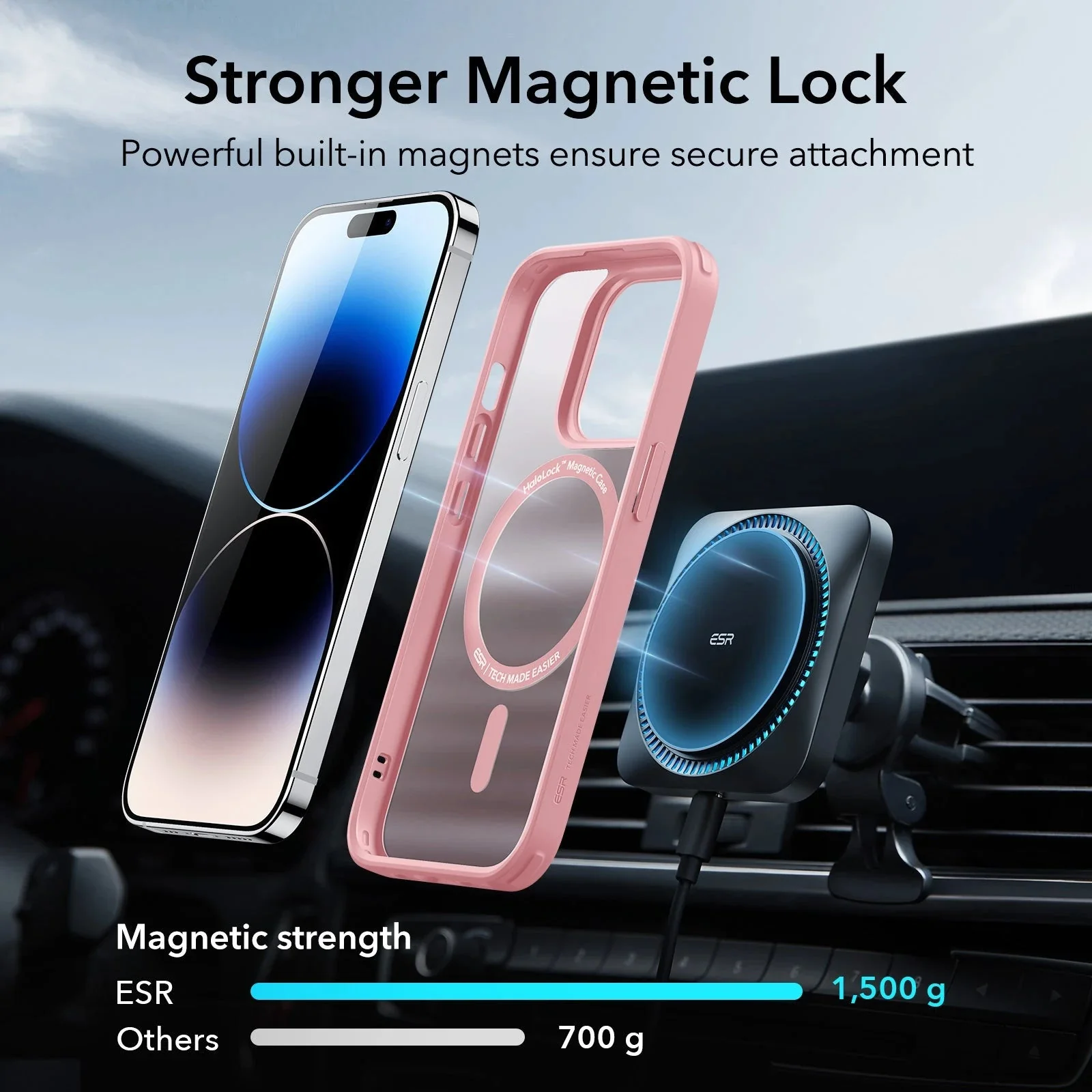 iPhone 14 Pro Max Classic Hybrid Case (HaloLock) - Frosted Pink - Image 2