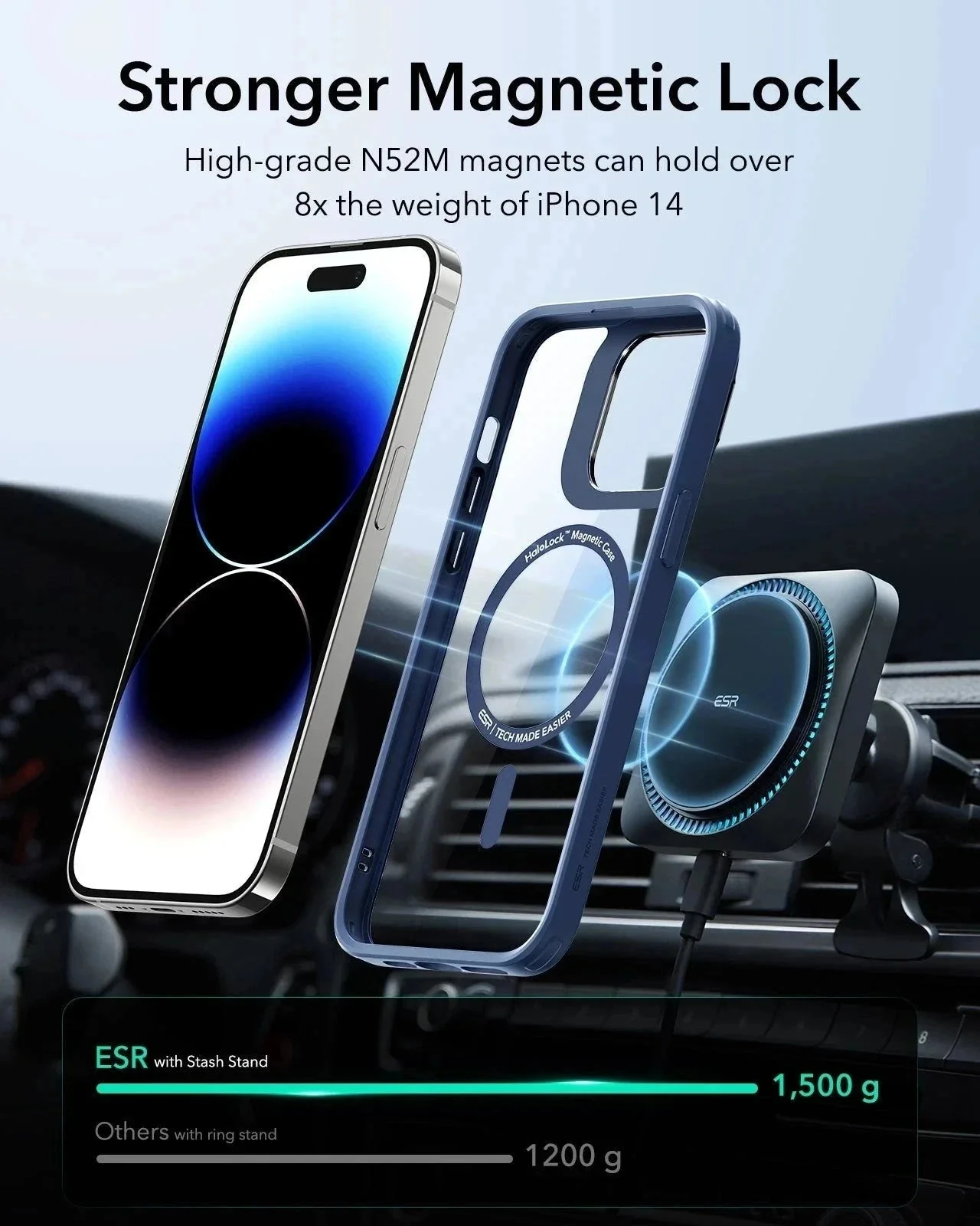 iPhone 14 Pro Max Classic Hybrid Case with Stash Stand (HaloLock) - Clear - Image 6