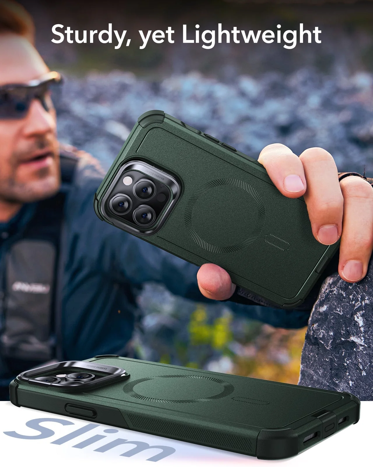 iPhone 14 Pro Max Cyber Tough Magnetic Case (Stash Stand) - Green - Image 7