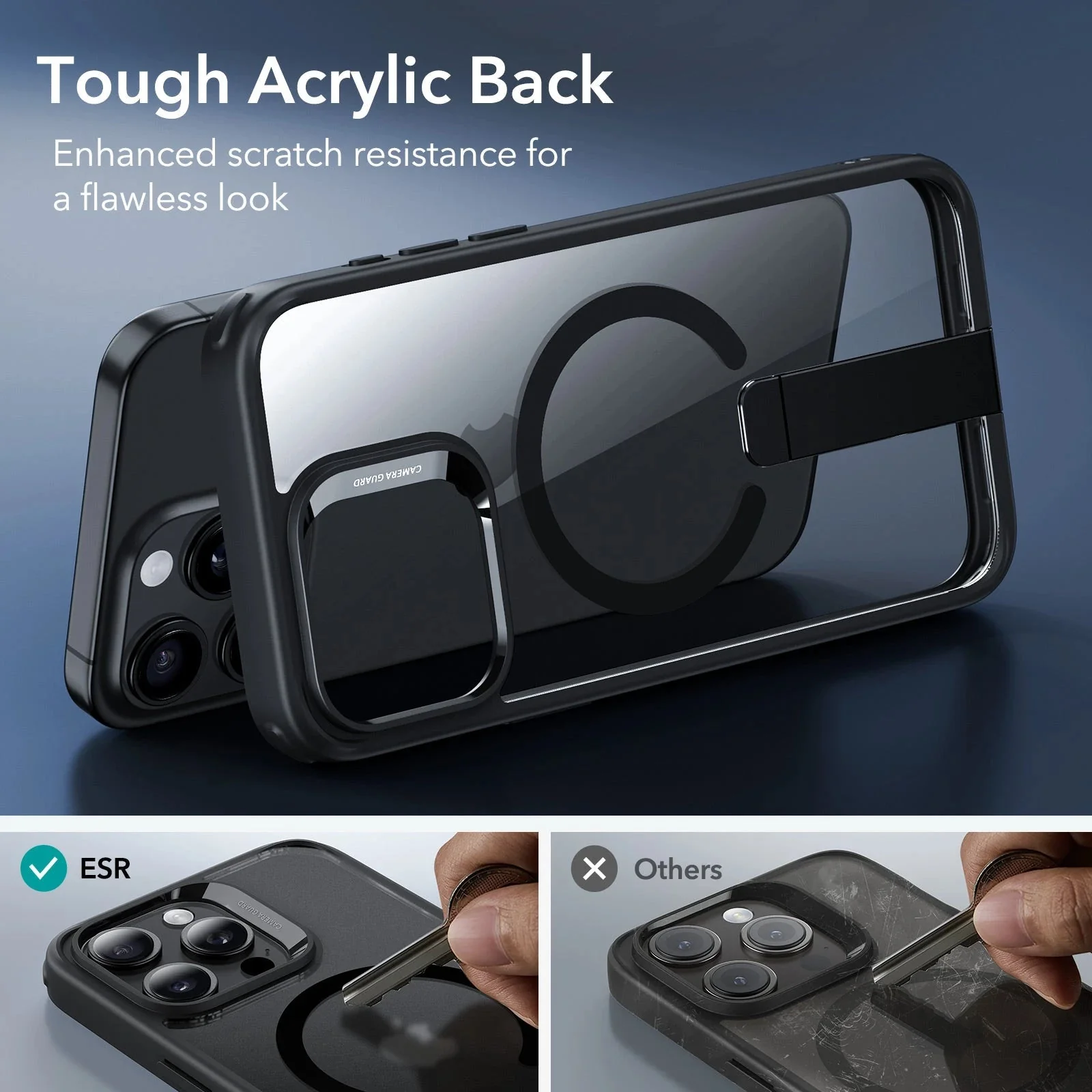 iPhone 15 Pro Boost Flickstand Case (HaloLock) - Clear Black - Image 7