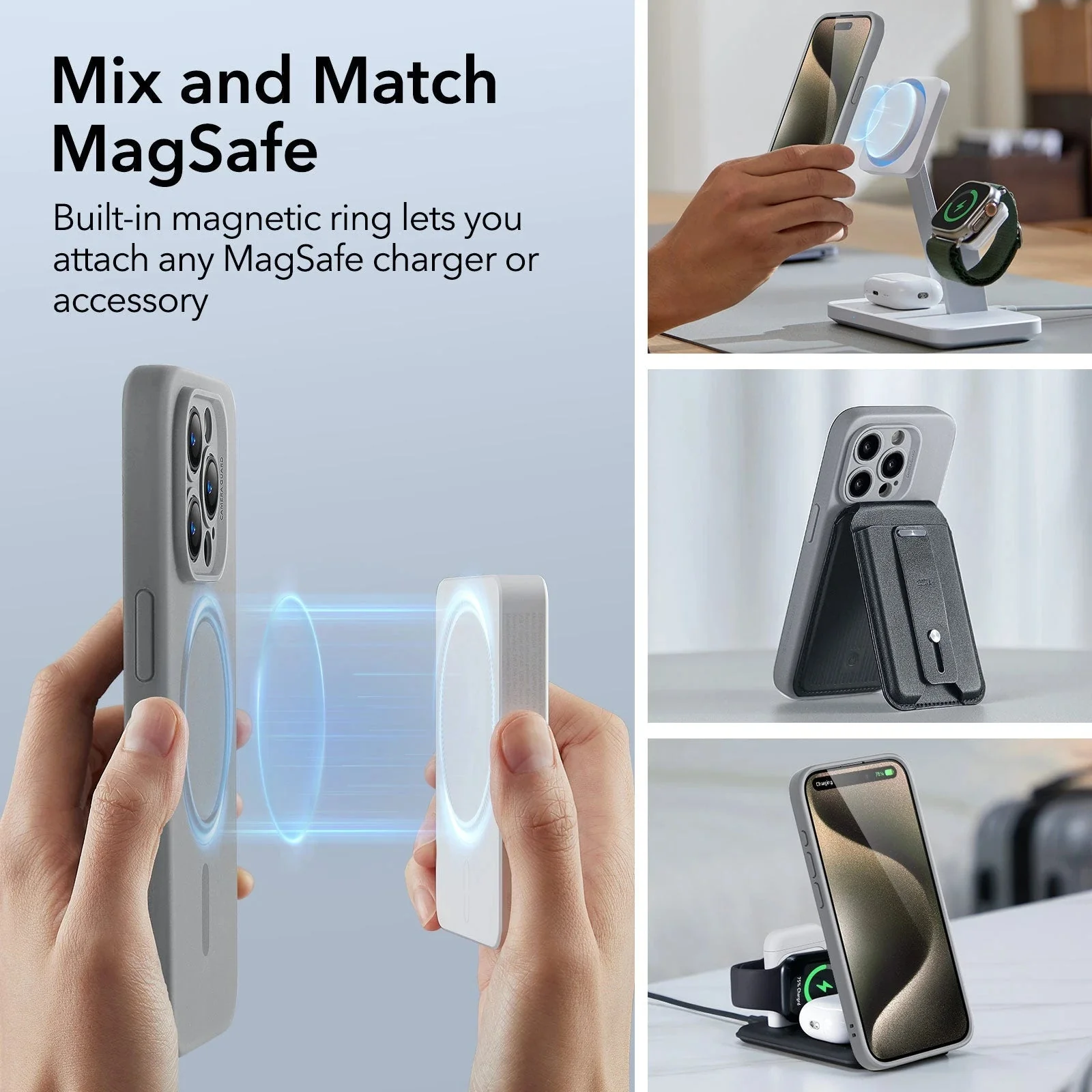 iPhone 15 Pro Cloud Soft Case (HaloLock) - Grey - Image 7