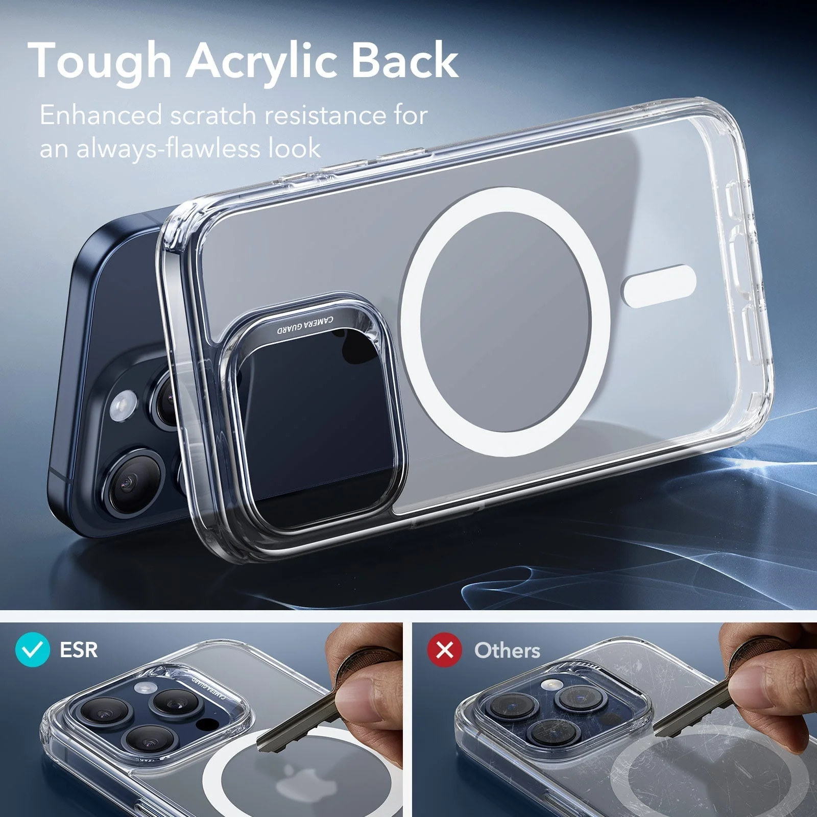 iPhone 15 Pro Max Classic Hybrid Case (HaloLock) - Clear Grey - Image 5