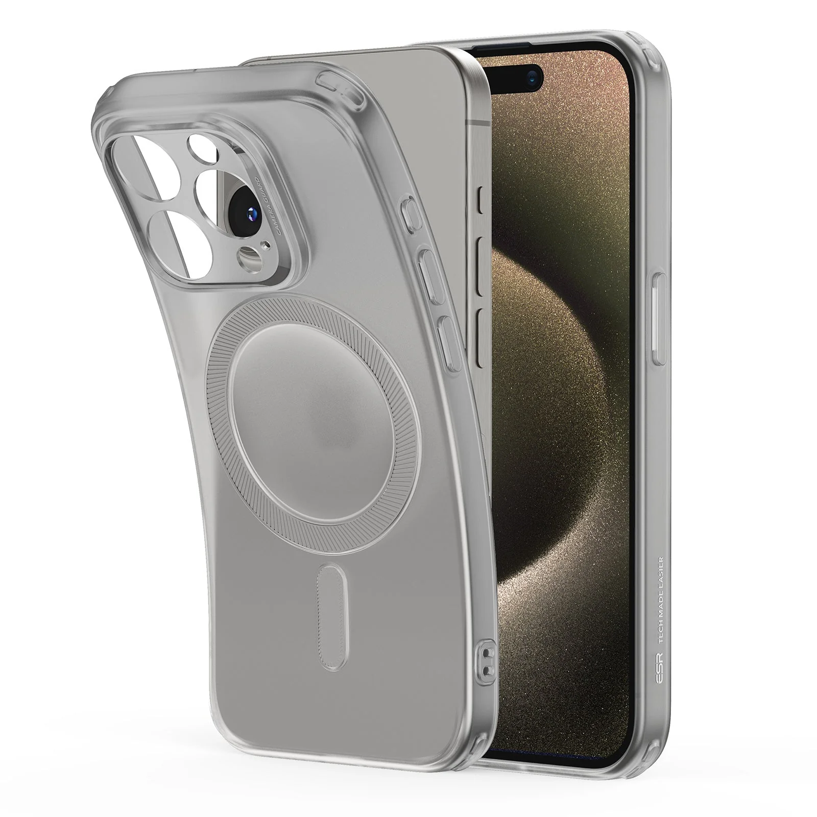 iPhone 15 Pro Max Zero Clear Case (HaloLock) - Frosted Grey