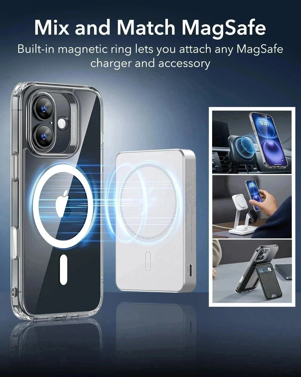 iPhone 16 Classic Hybrid Magnetic Case (Camera Control) & Privacy Screen Protector Bundle - Clear Green - Image 7