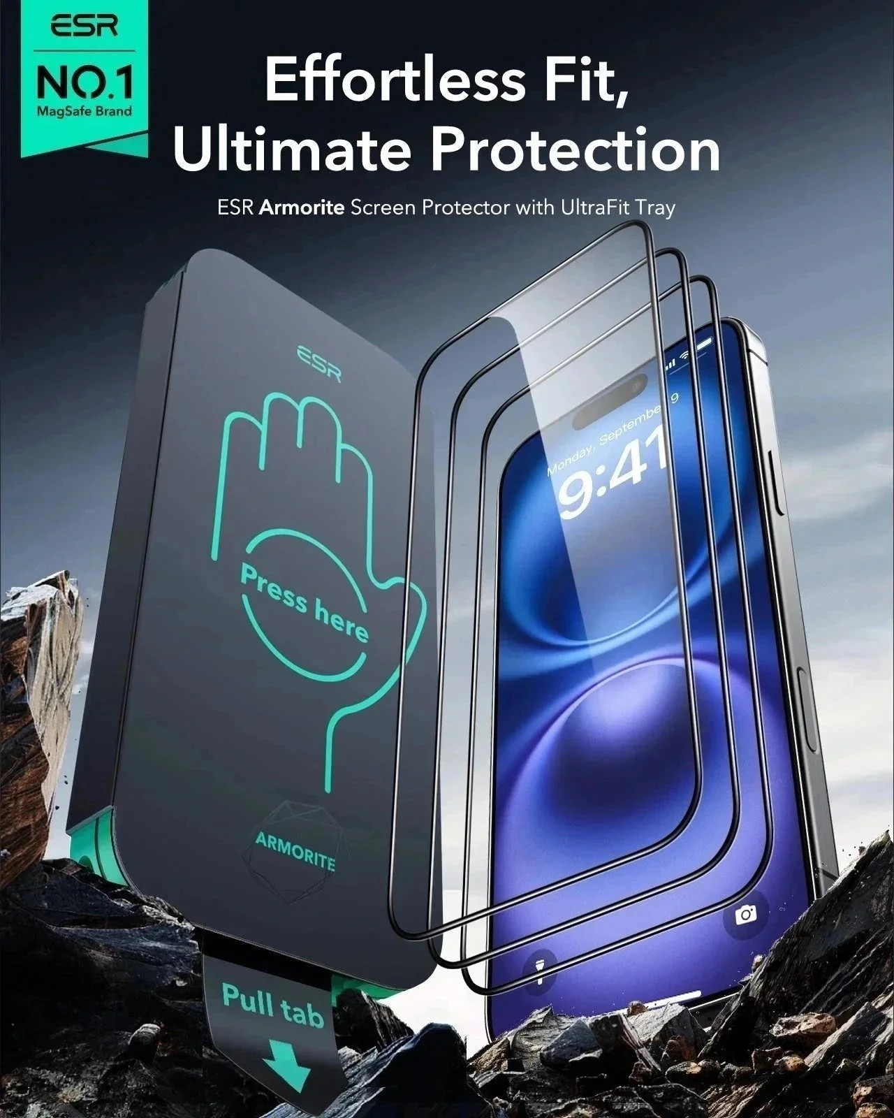 iPhone 16 Classic Hybrid Magnetic Case (Camera Control) & Screen Protection Bundle - Clear Black - Image 9