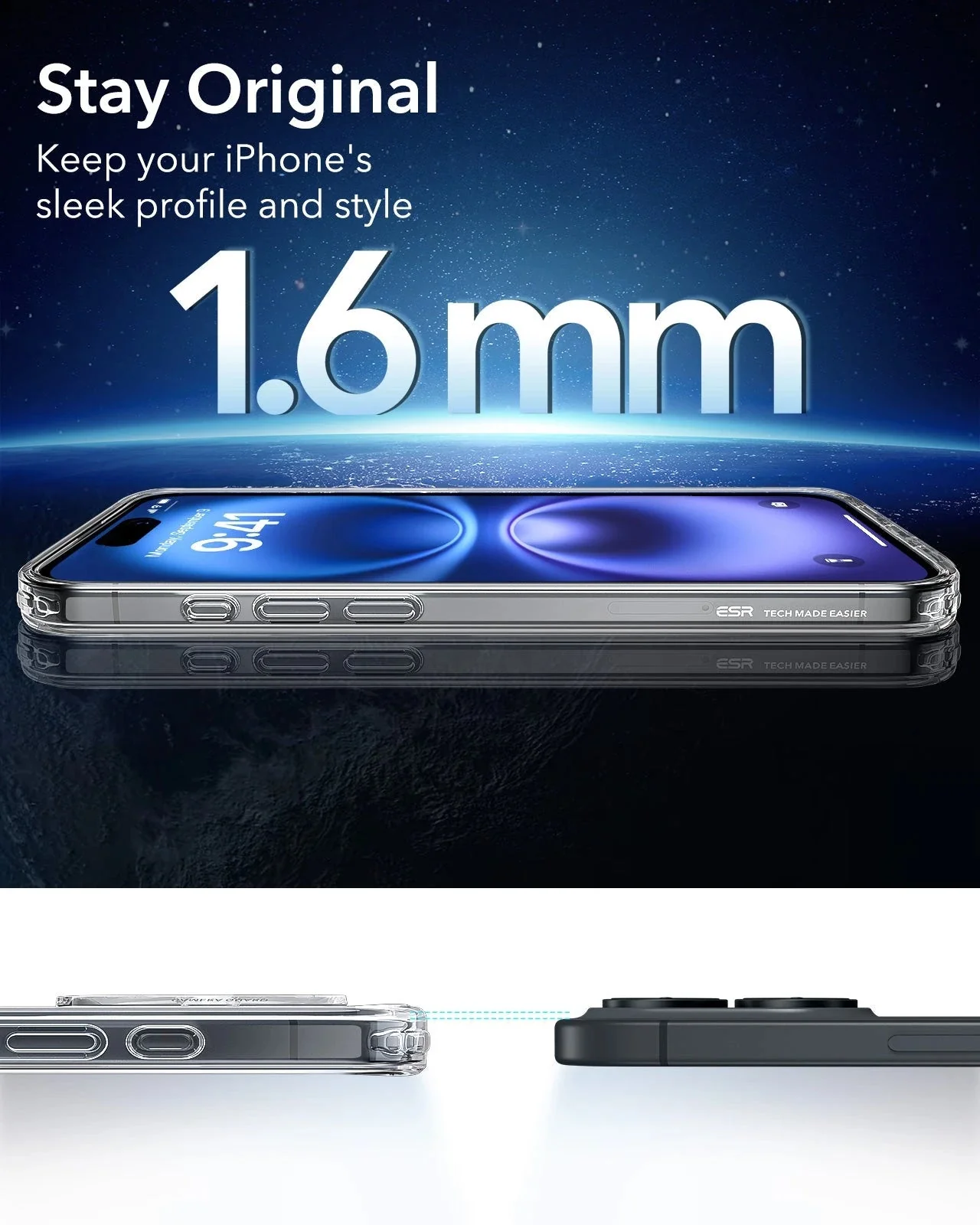 iPhone 16 Plus Classic Hybrid Case (HaloLock) - Clear - Image 8