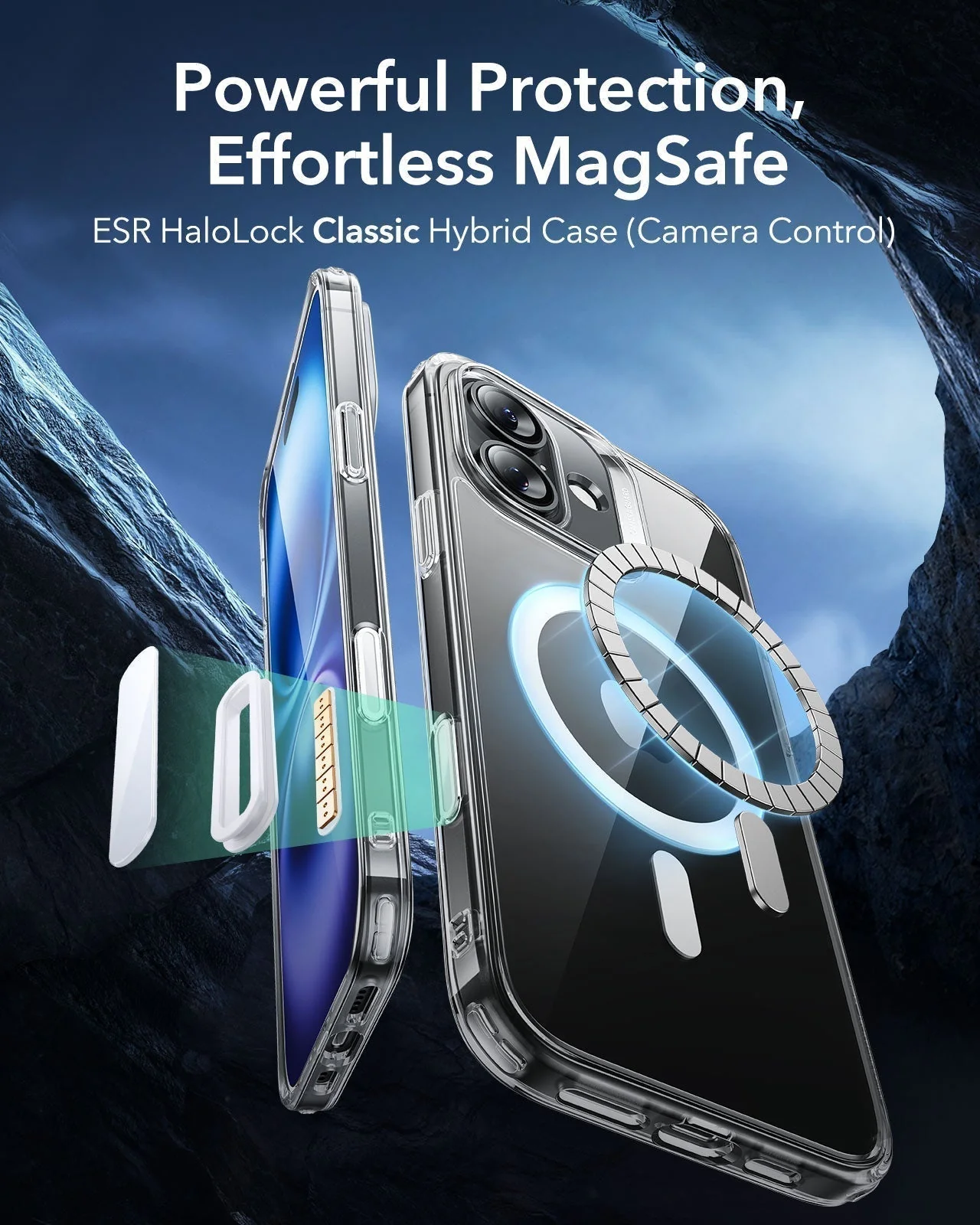 iPhone 16 Plus Classic Hybrid Magnetic Case (Camera Control) & Screen Protection Bundle - Clear Green - Image 3