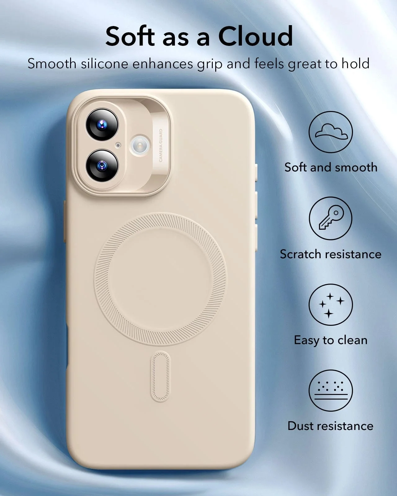 iPhone 16 Plus Cloud Soft Case (HaloLock) - Light Tan - Image 5