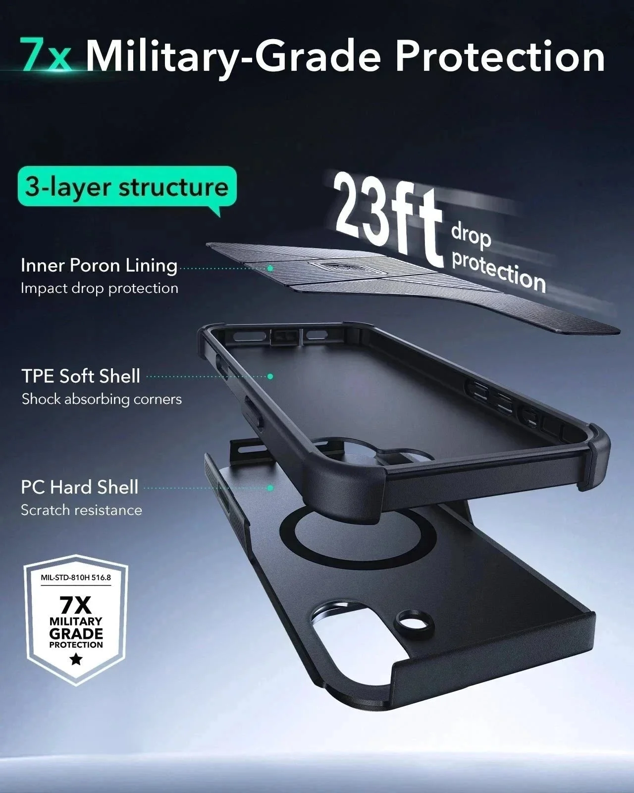 iPhone 16 Plus Cyber Tough Magnetic Case Protection Bundle (Camera Control, Stash Stand) - Black - Image 6