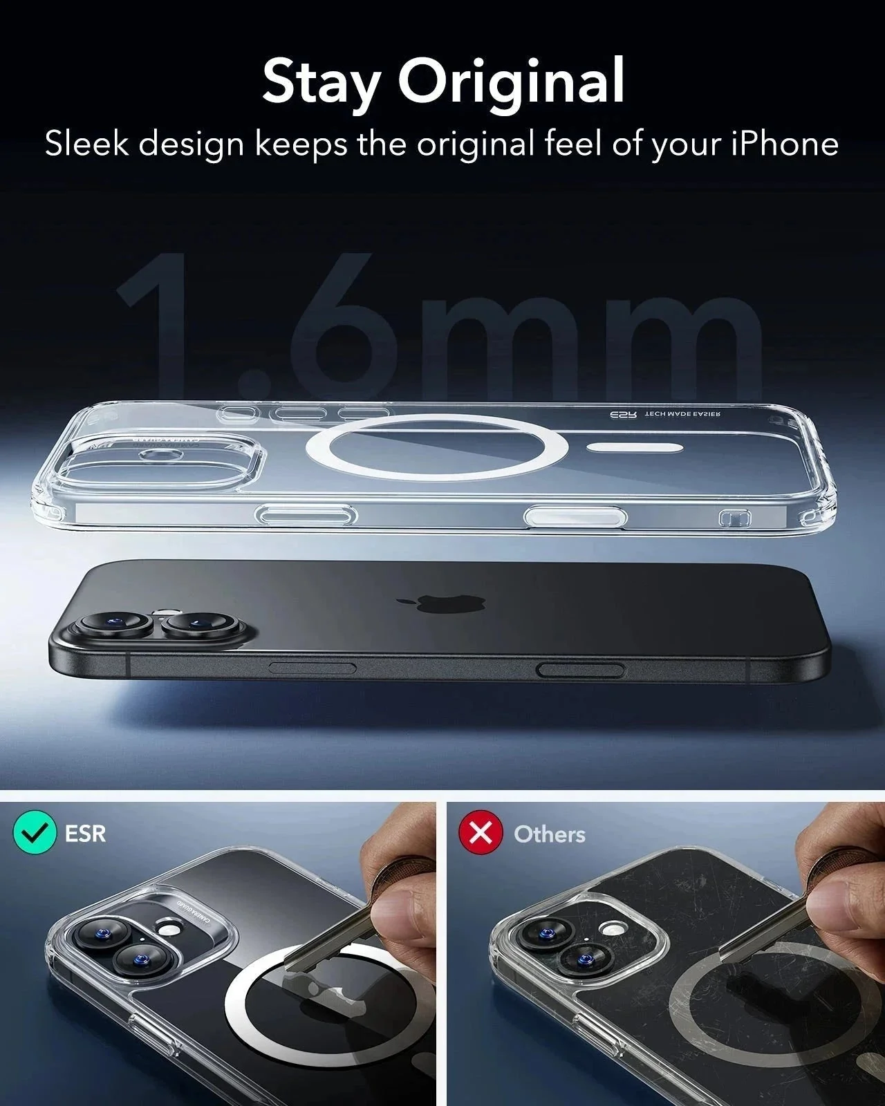iPhone 16 Plus HaloLock Classic Hybrid Case (Camera Control) - Clear Black - Image 9