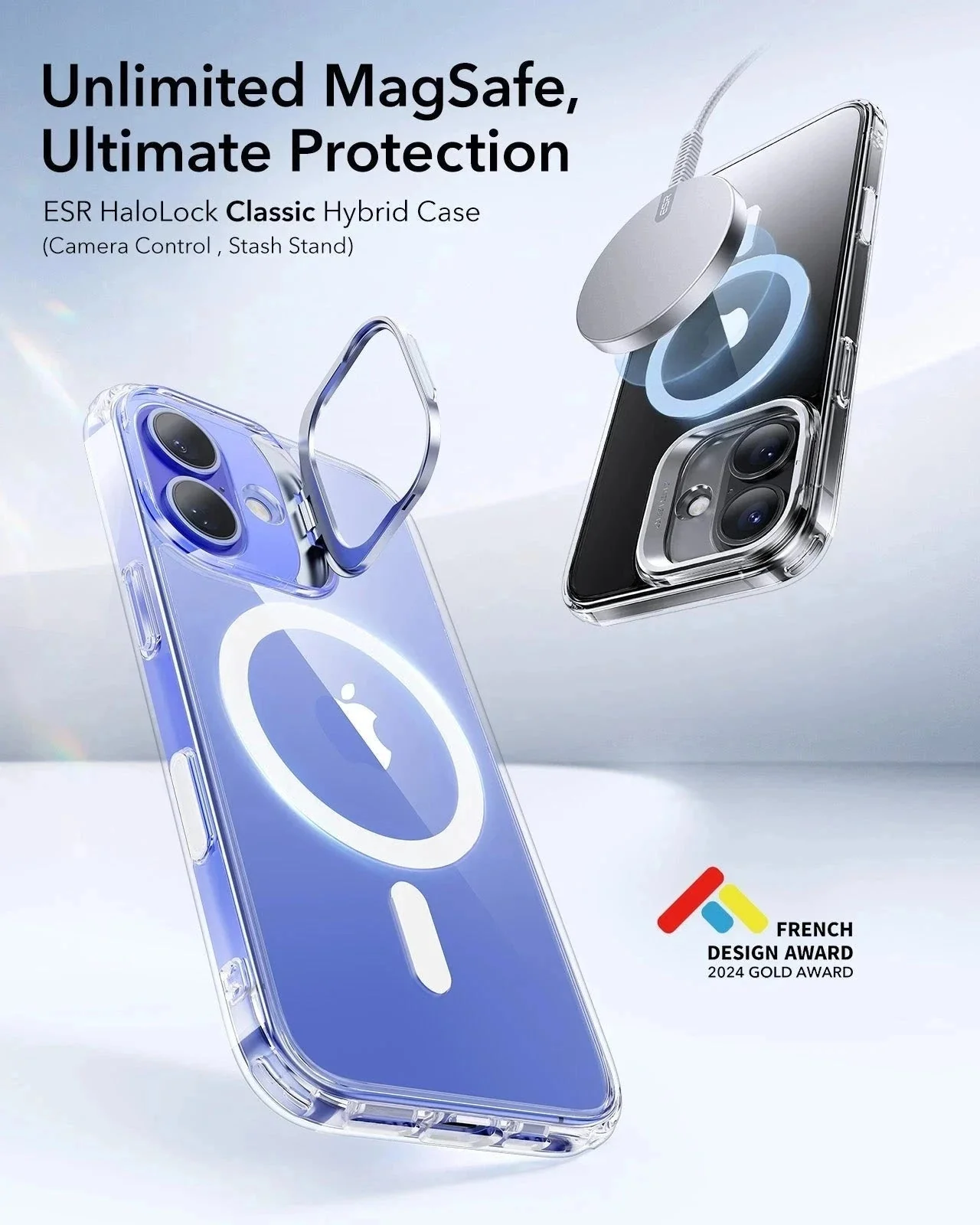 iPhone 16 Plus Classic Hybrid Magnetic Case (Camera Control, Stash Stand) - Frosted Black - Image 2
