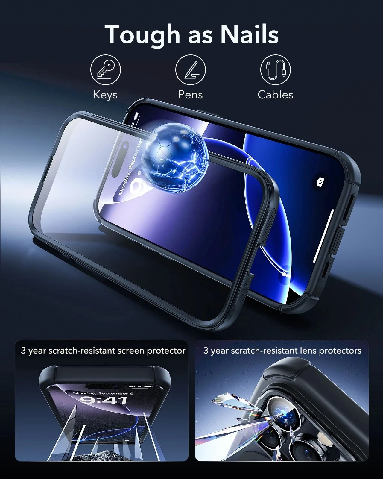 iPhone 16 Pro Armor Tough Magnetic Case (Camera Control, Stash Stand) - Frosted Black - Image 9