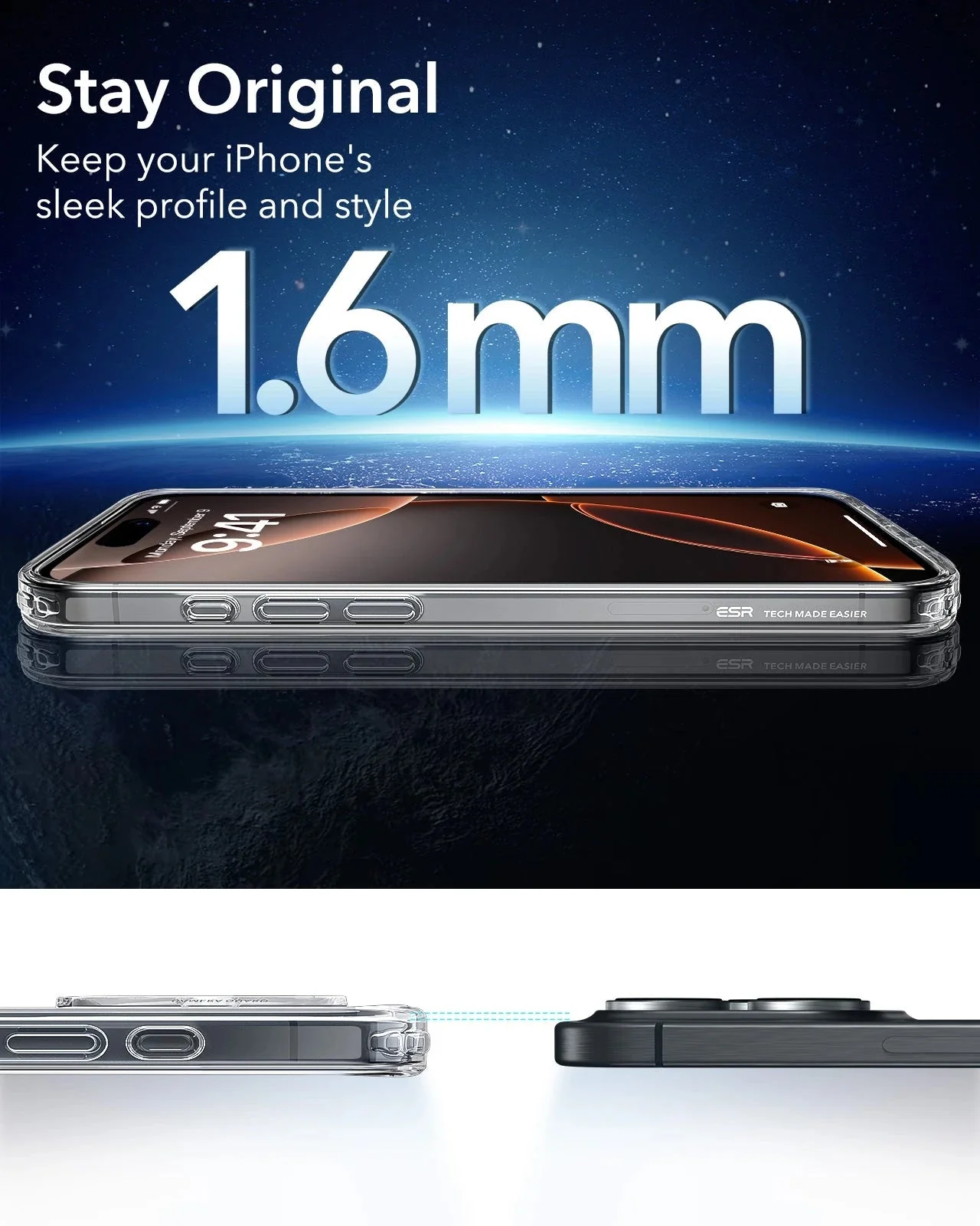 iPhone 16 Pro Classic Hybrid Case (HaloLock) - Clear Black - Image 8