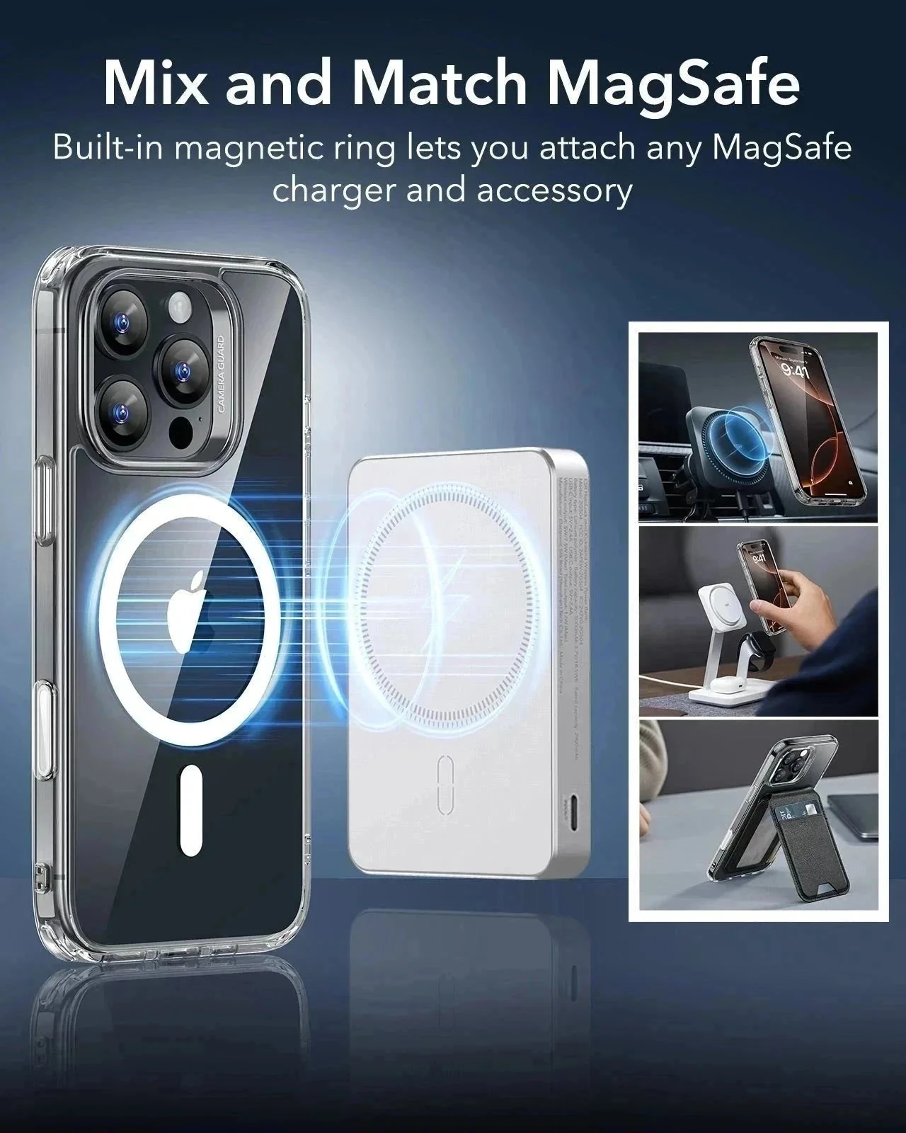 iPhone 16 Pro Classic Hybrid Magnetic Case (Camera Control) & Screen Protection Bundle - Clear Black - Image 6