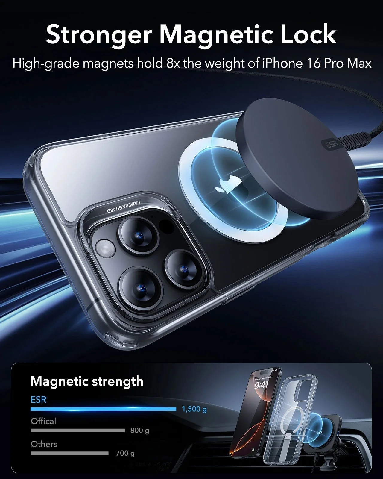iPhone 16 Pro Max Boost Flickstand Case (HaloLock) - Clear Black - Image 3