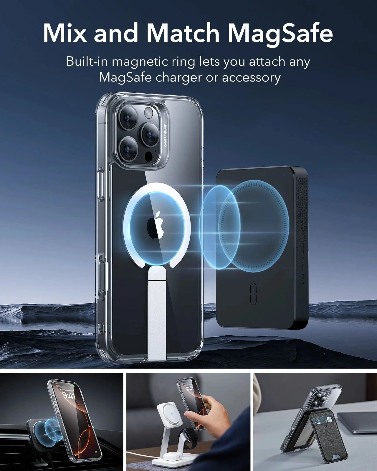 iPhone 16 Pro Max Boost Flickstand Case (HaloLock) - Clear Black - Image 5