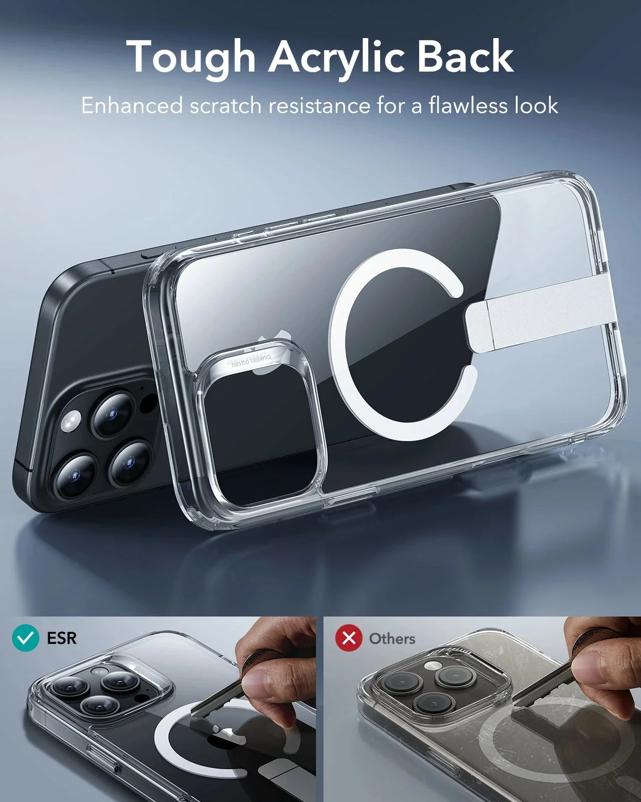 iPhone 16 Pro Max Boost Flickstand Case (HaloLock) - Clear Black - Image 7