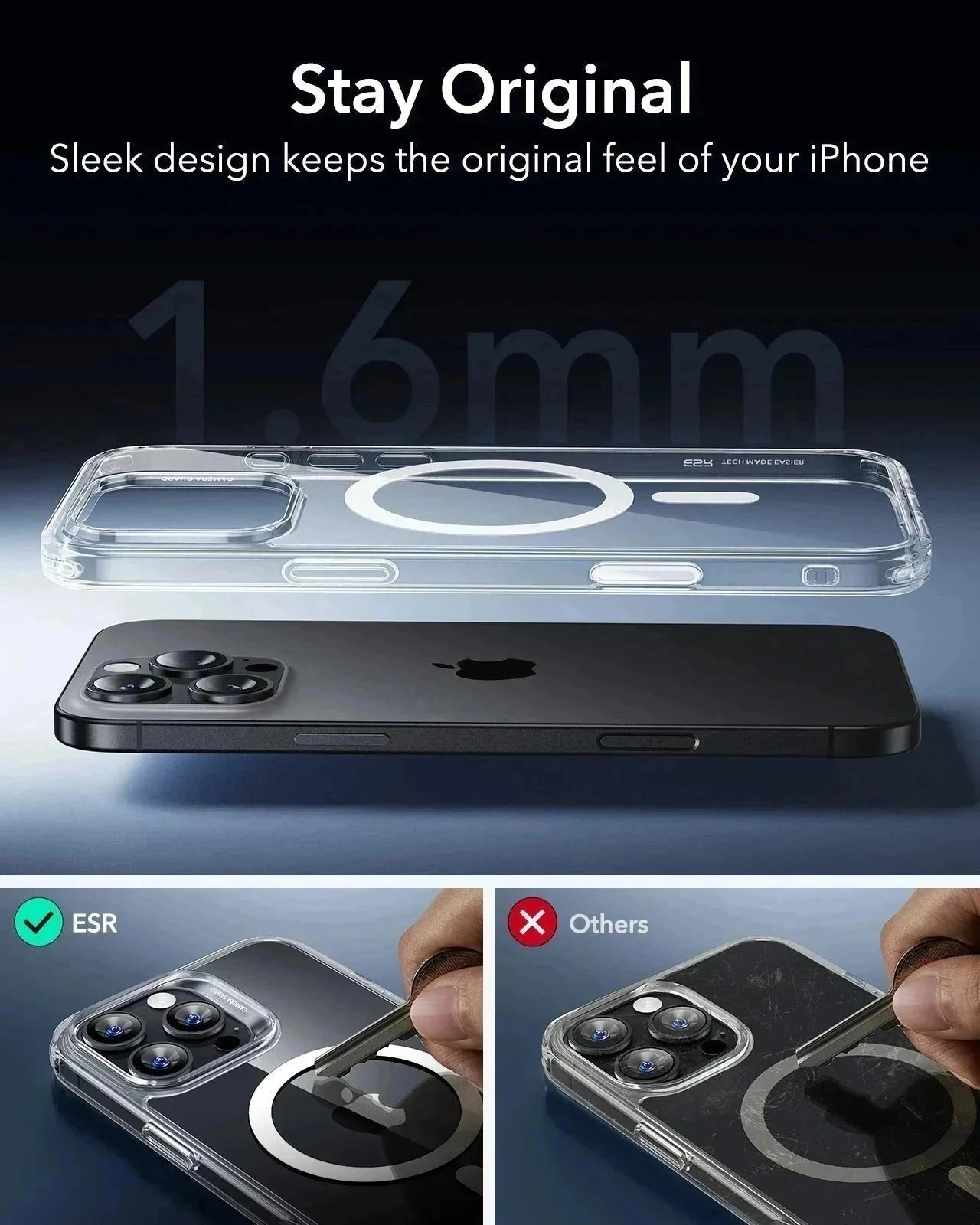 iPhone 16 Pro Max HaloLock Classic Hybrid Case (Camera Control) - Clear Shimmer - Image 9