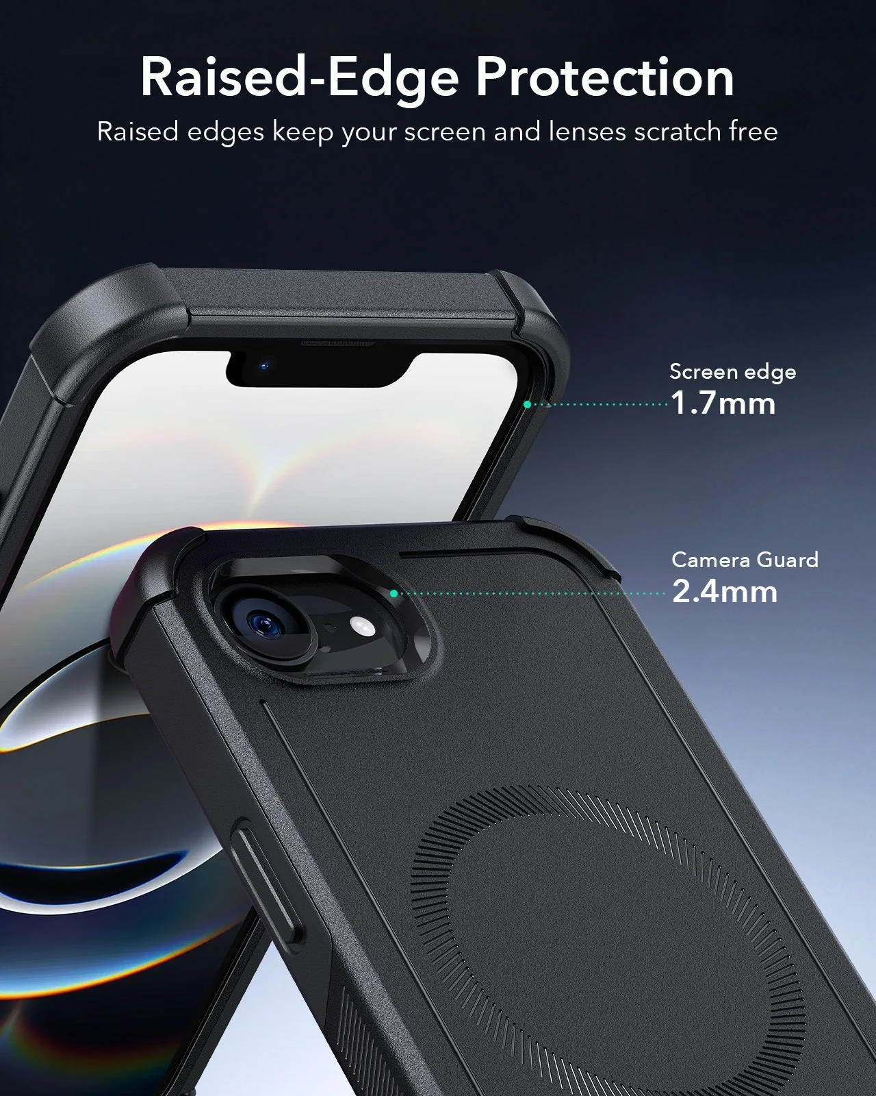 iPhone 16e HaloLock Cyber Tough Case Privacy Protection Bundle - Black - Image 8